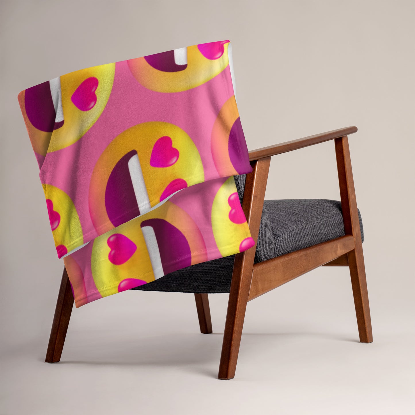 Soft-Touch Throw Blanket: Heart Eyes Emojis