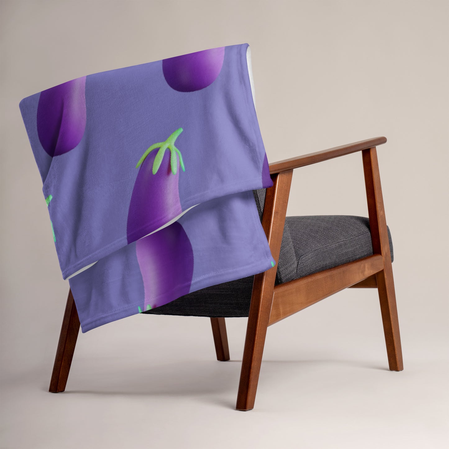 Soft-Touch Throw Blanket: Eggplant Emojis