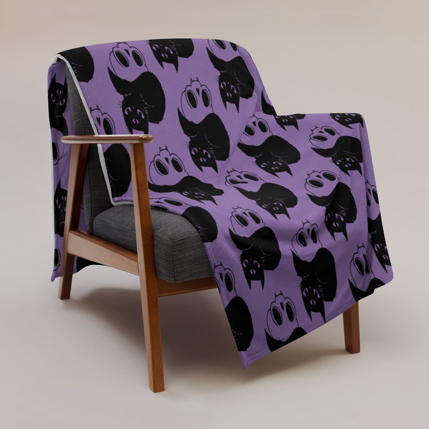 Black Cat Halloween Throw Blanket (Soft Touch, Purple)