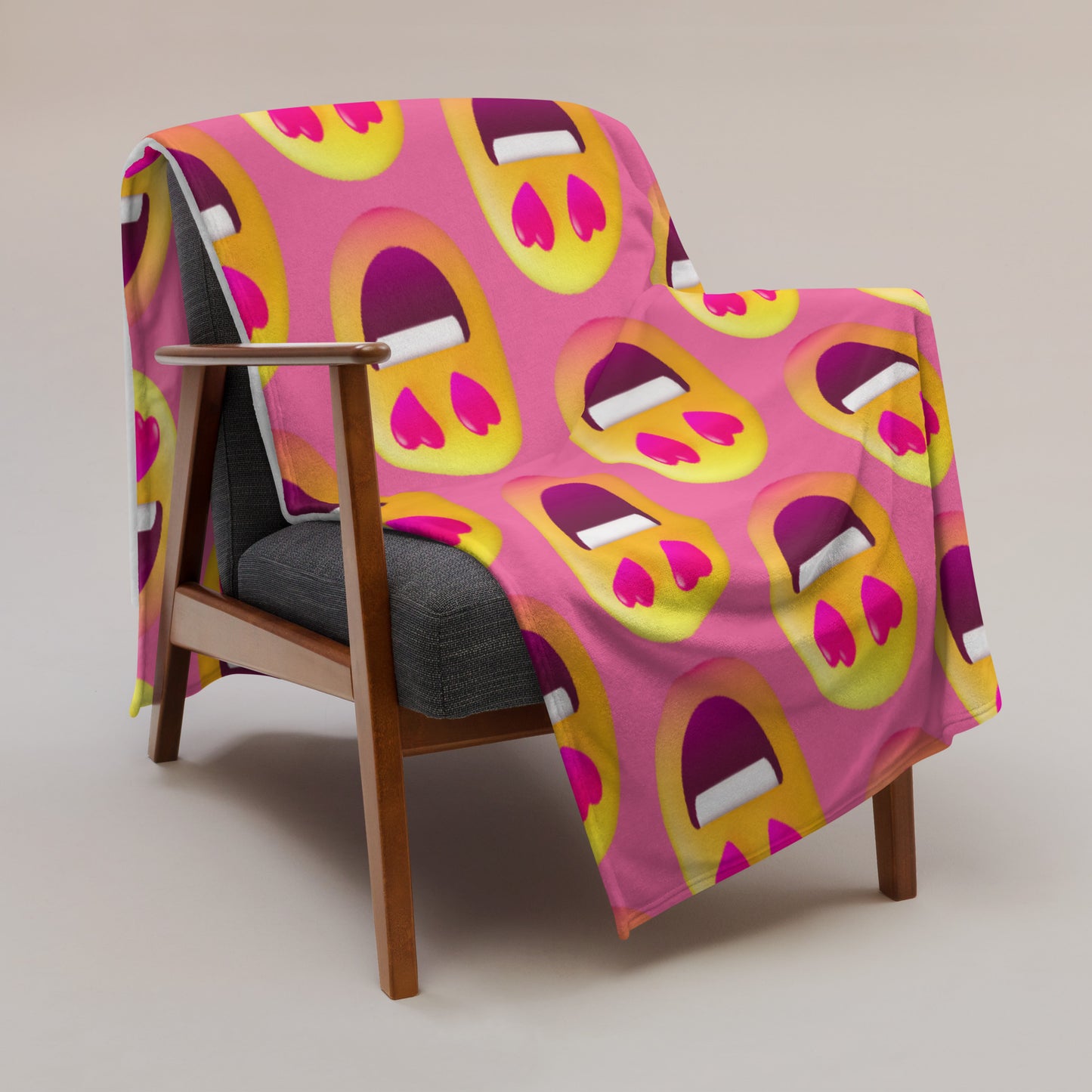 Soft-Touch Throw Blanket: Heart Eyes Emojis