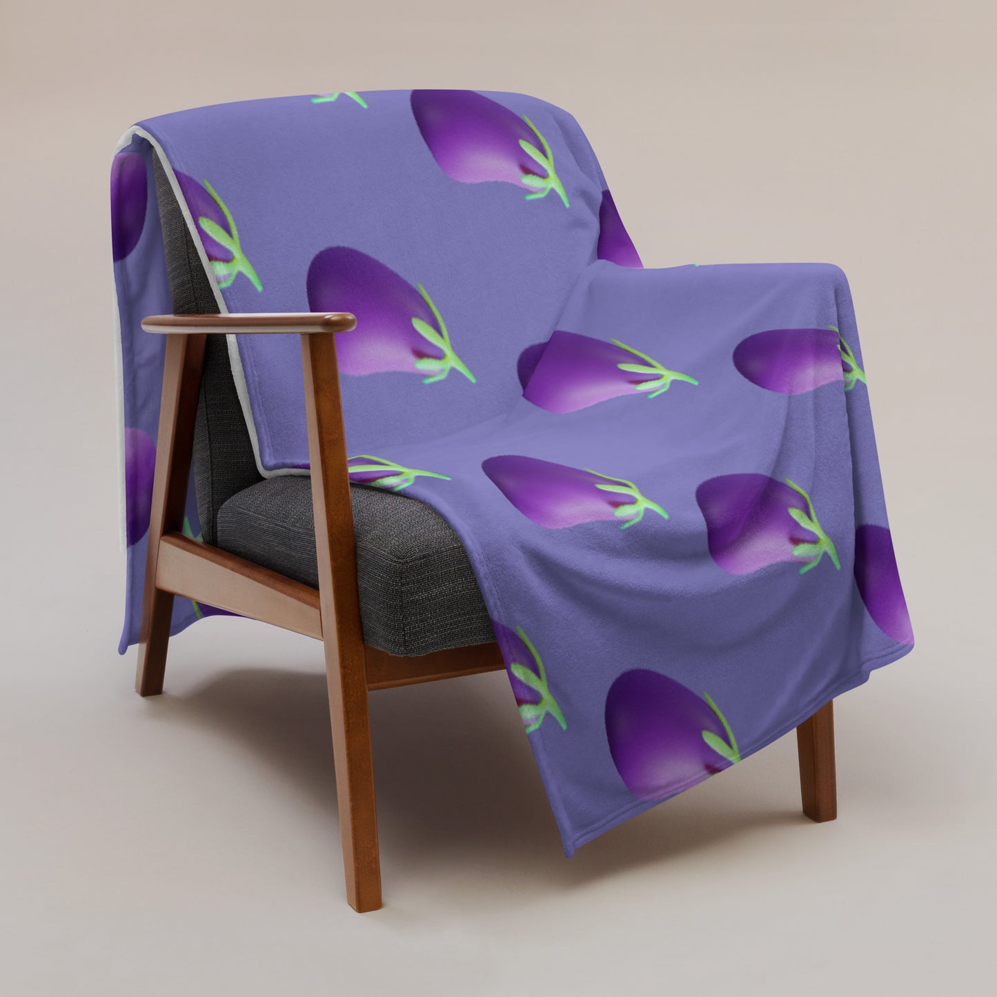 Soft-Touch Throw Blanket: Eggplant Emojis