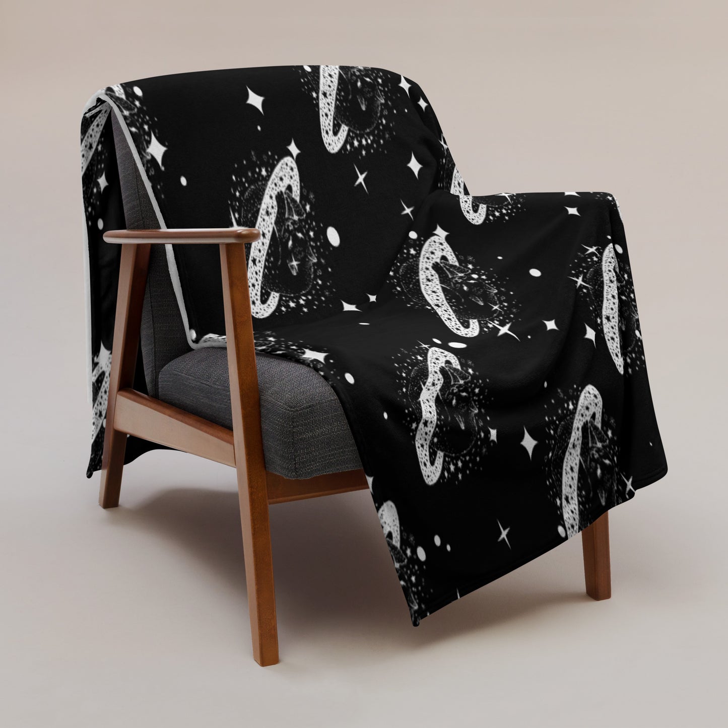 Soft-Touch Throw Blanket: Cosmic Kitty on a Starry Night