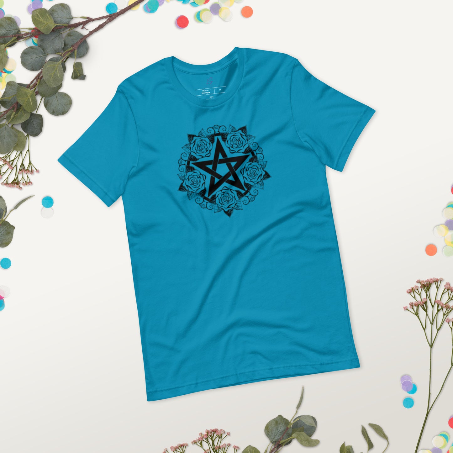 Unisex Tee Bella + Canvas 3001: Pentacle with Roses