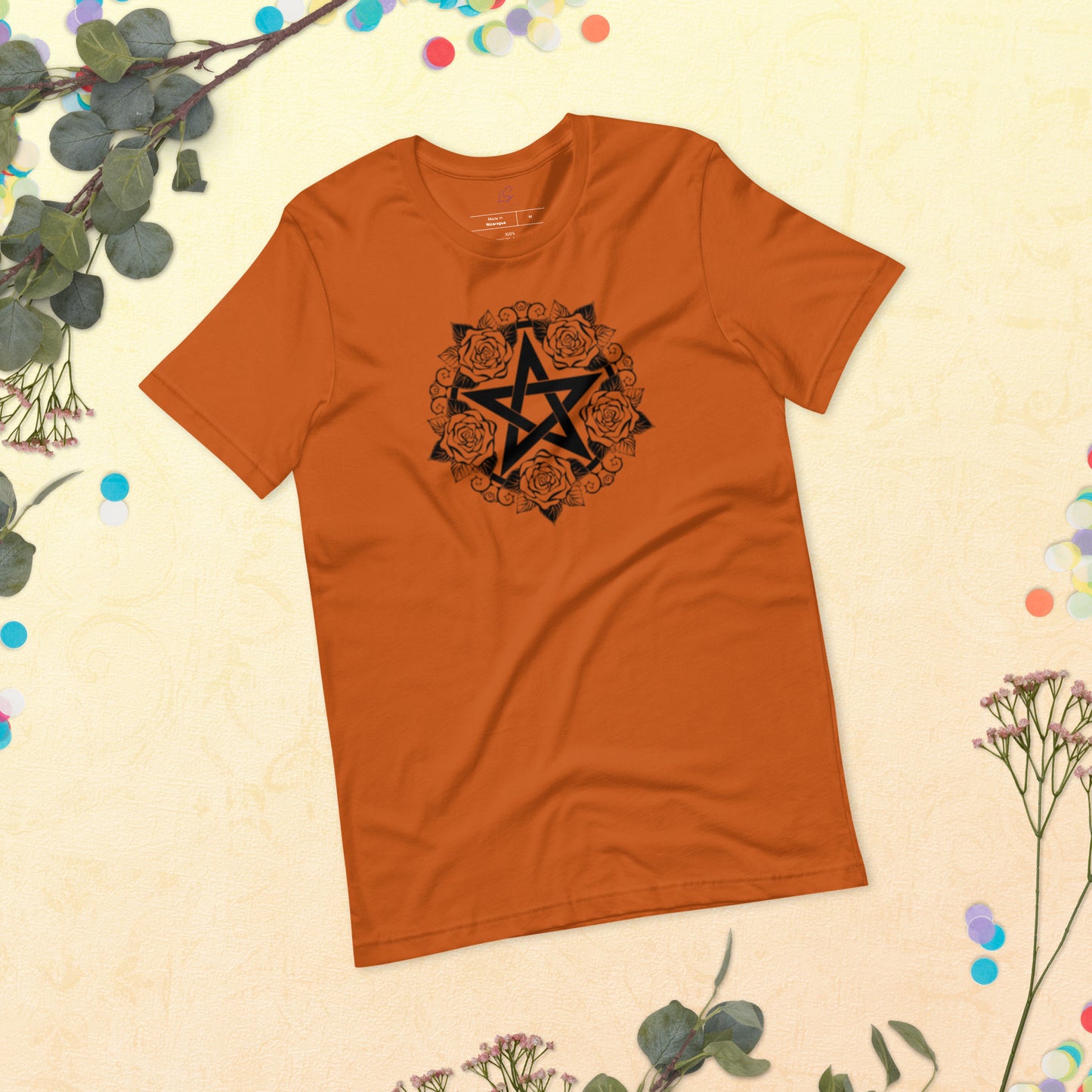 Unisex Tee Bella + Canvas 3001: Pentacle with Roses