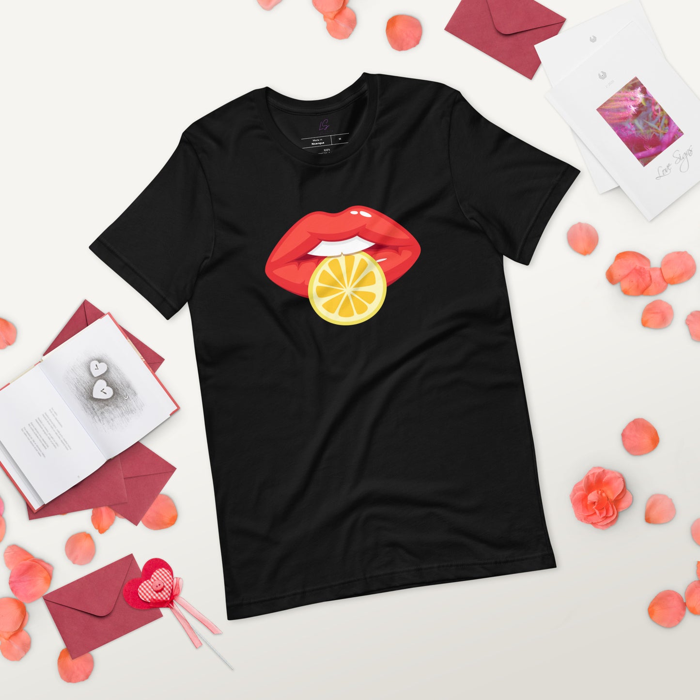 Unisex Tee: Vivid Red Mouth & Lemon Slice