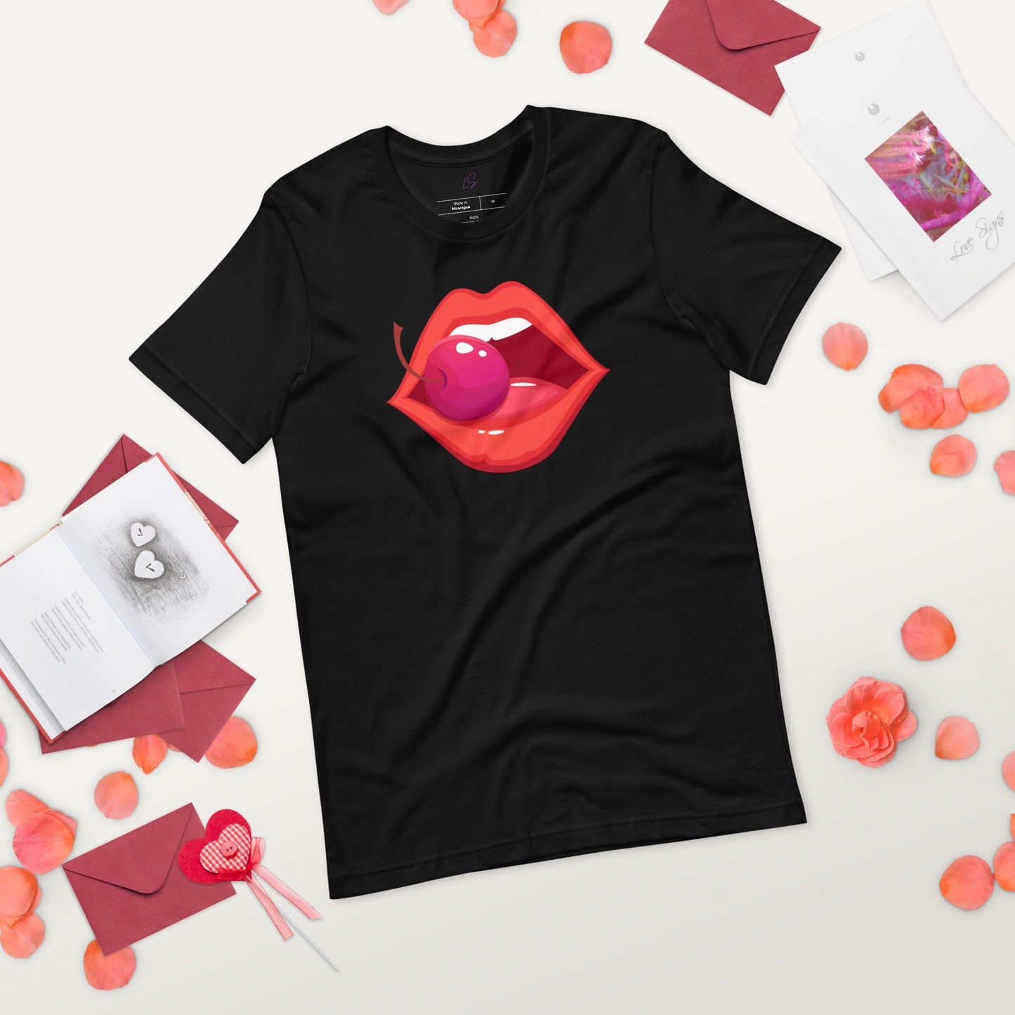 Unisex Tee: Vivid Red Mouth & Cherry