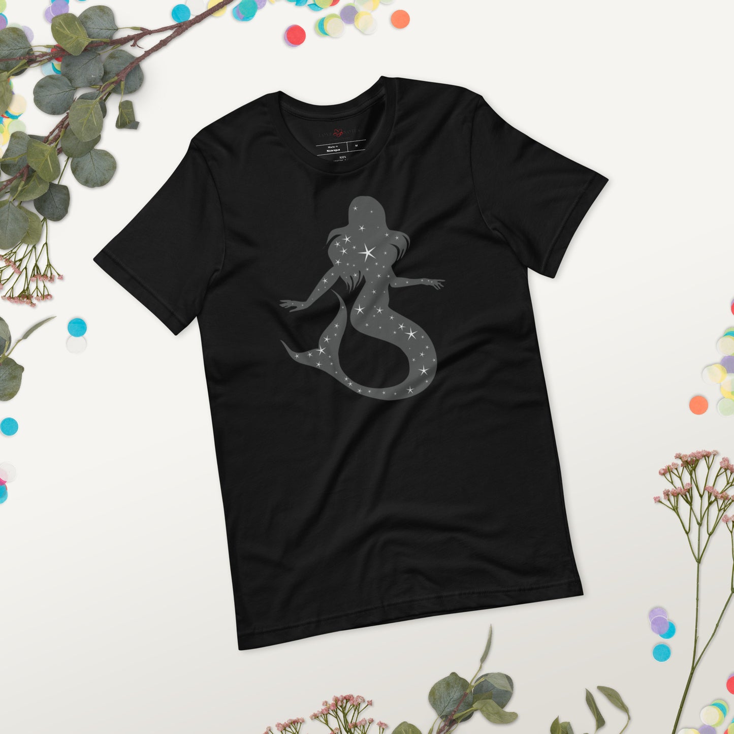 Unisex Tee: Gray Sparkle Mermaid