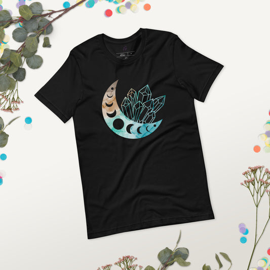 Unisex Tee Bella + Canvas 3001: Crystal Moon with Moon Phases