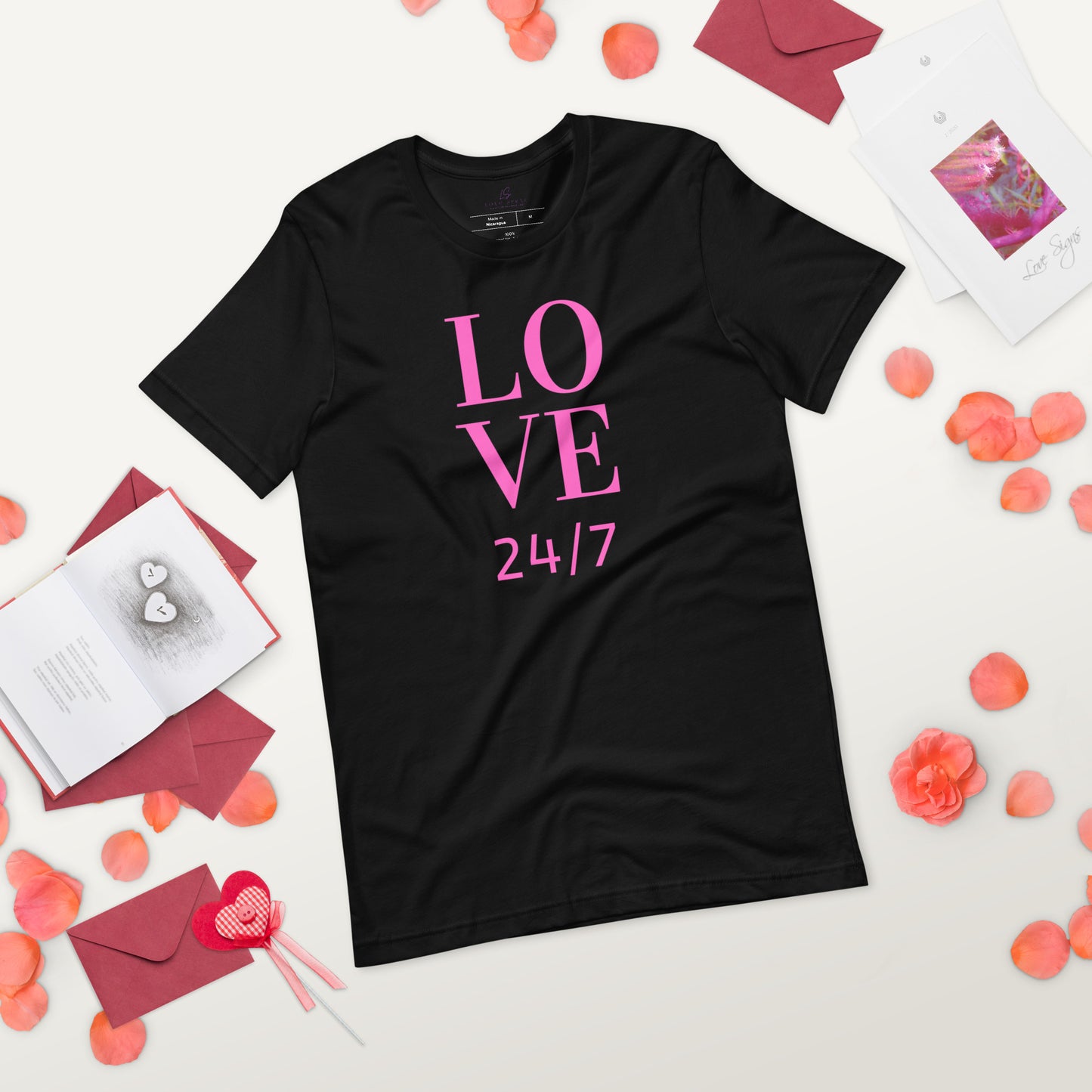 Unisex Tee Bella + Canvas 3001: Love 24/7 (pink text)