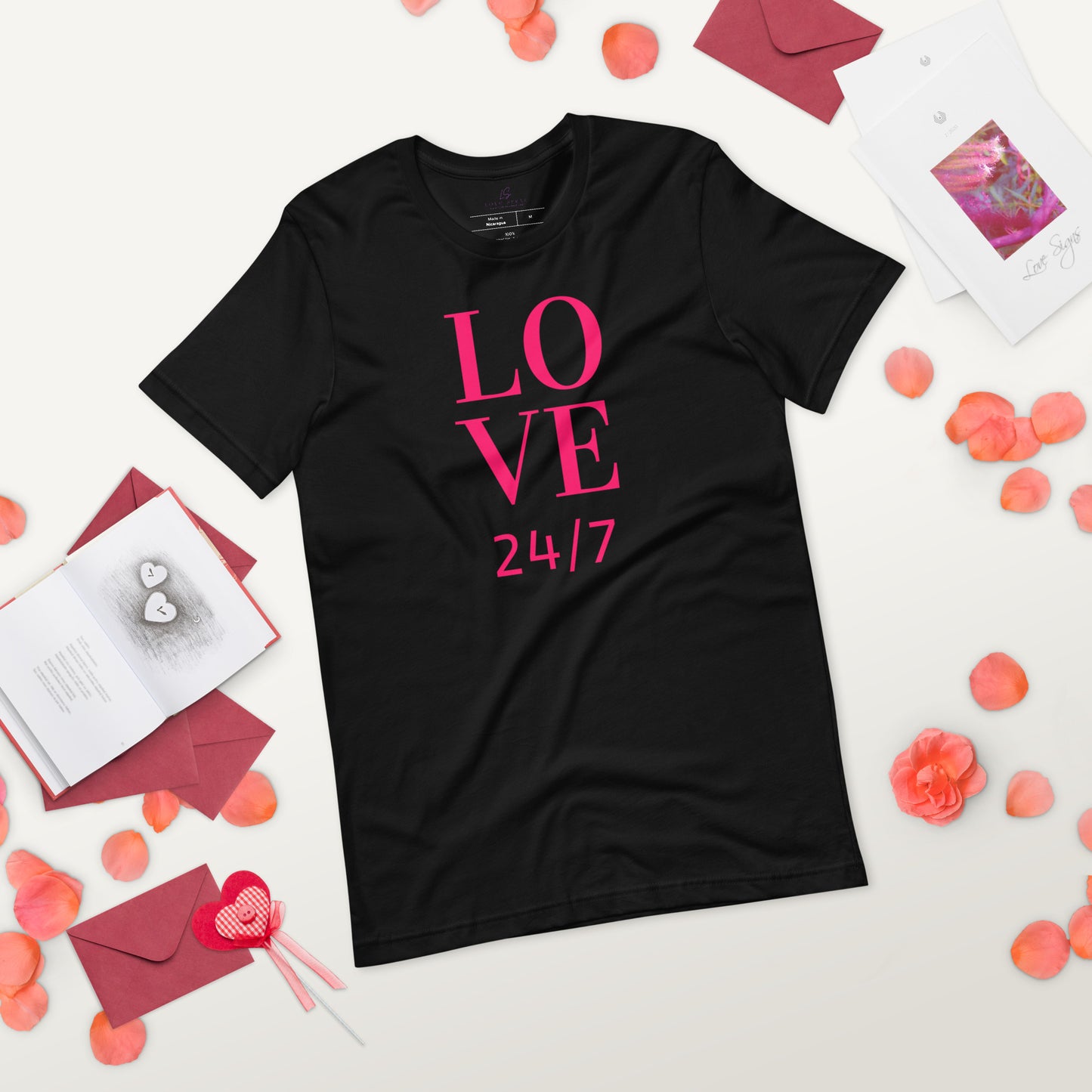 Unisex Tee Bella + Canvas 3001: Love 24/7 (fucshia text)