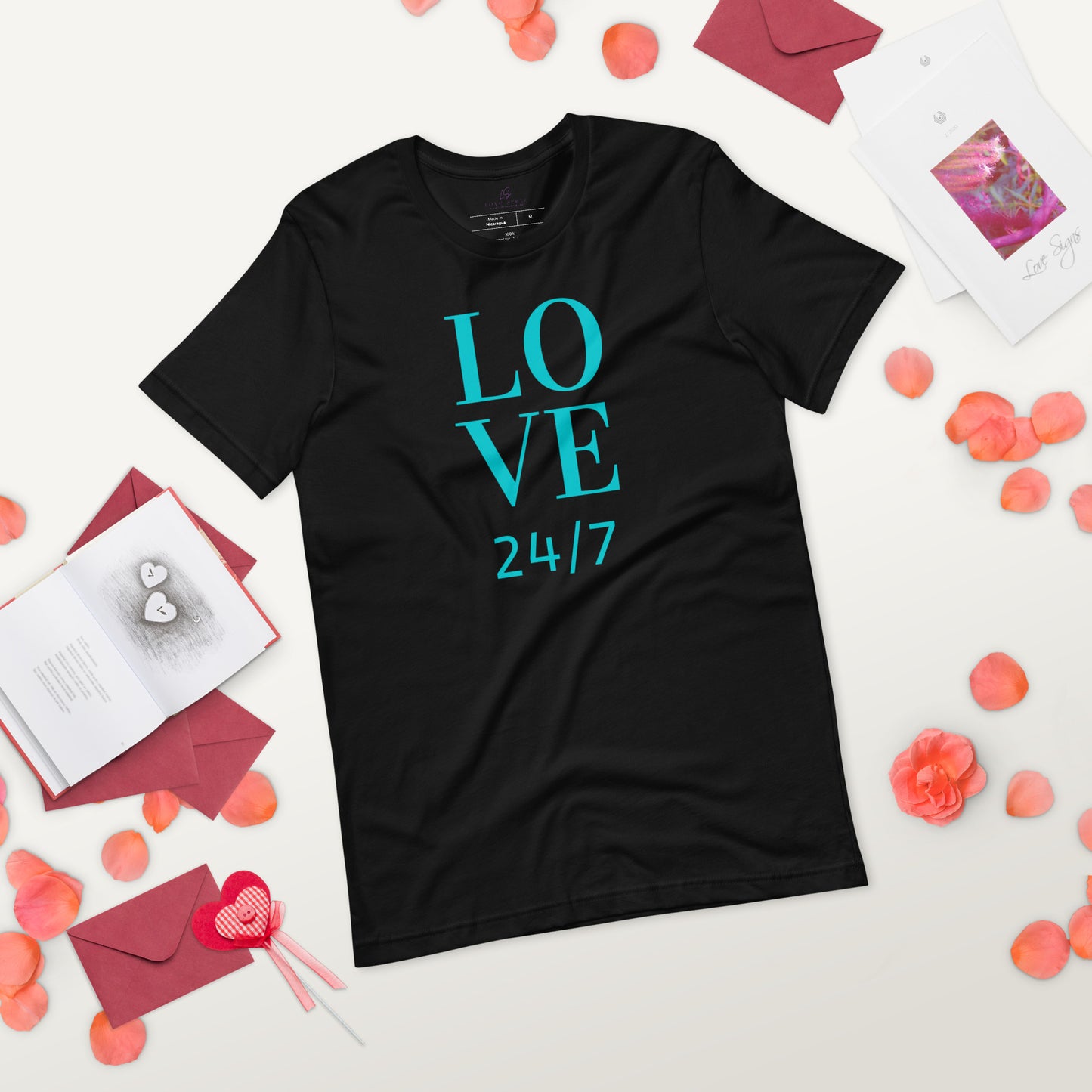 Unisex Tee Bella + Canvas 3001: Love 24/7 (turquoise text)