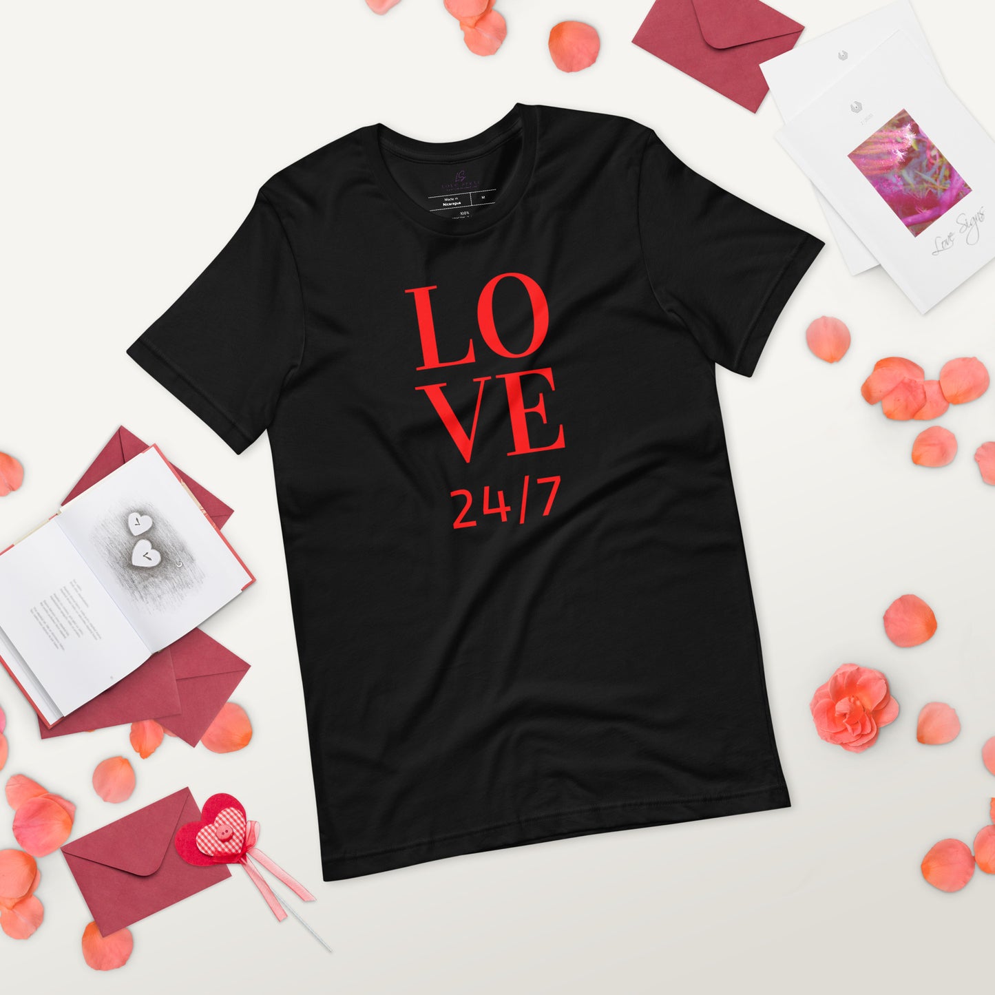 Unisex Tee Bella + Canvas 3001: Love 24/7 (red text)
