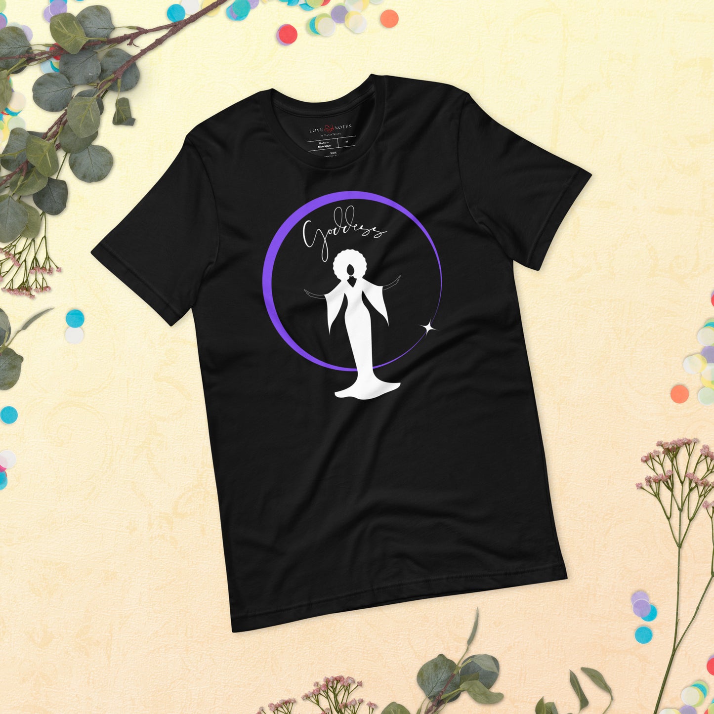 Unisex Tee: Goddess in White Gown (purple ring of light)