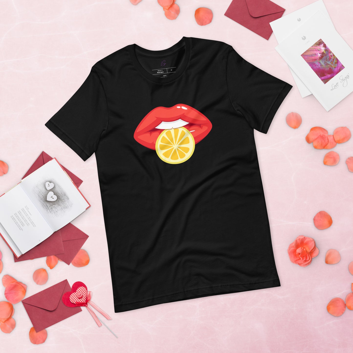 Unisex Tee: Vivid Red Mouth & Lemon Slice