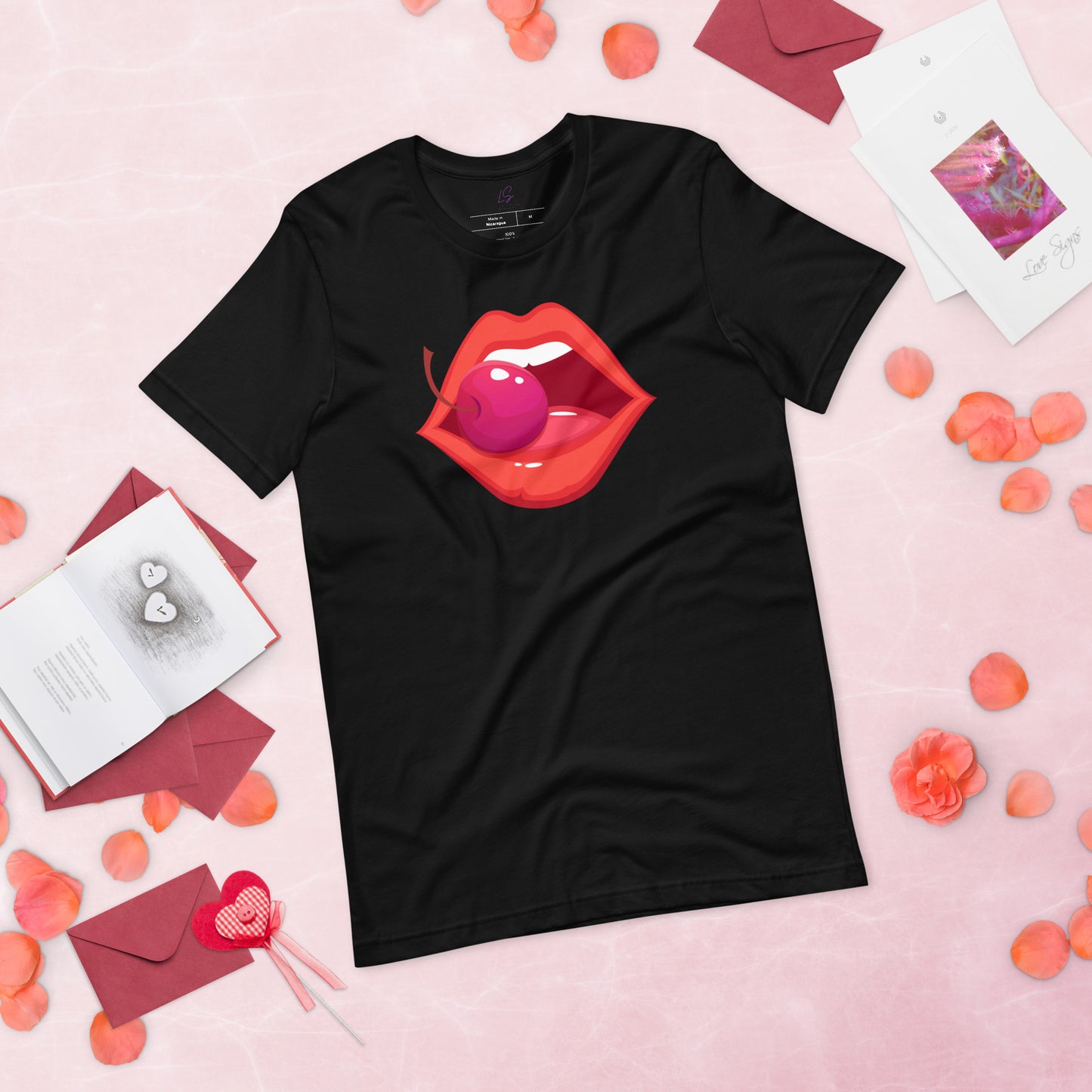 Unisex Tee: Vivid Red Mouth & Cherry