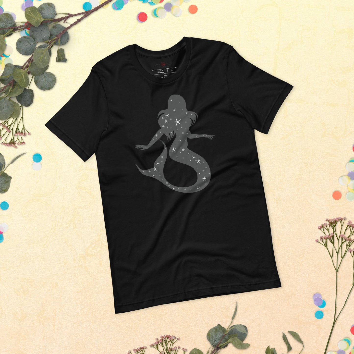 Unisex Tee: Gray Sparkle Mermaid