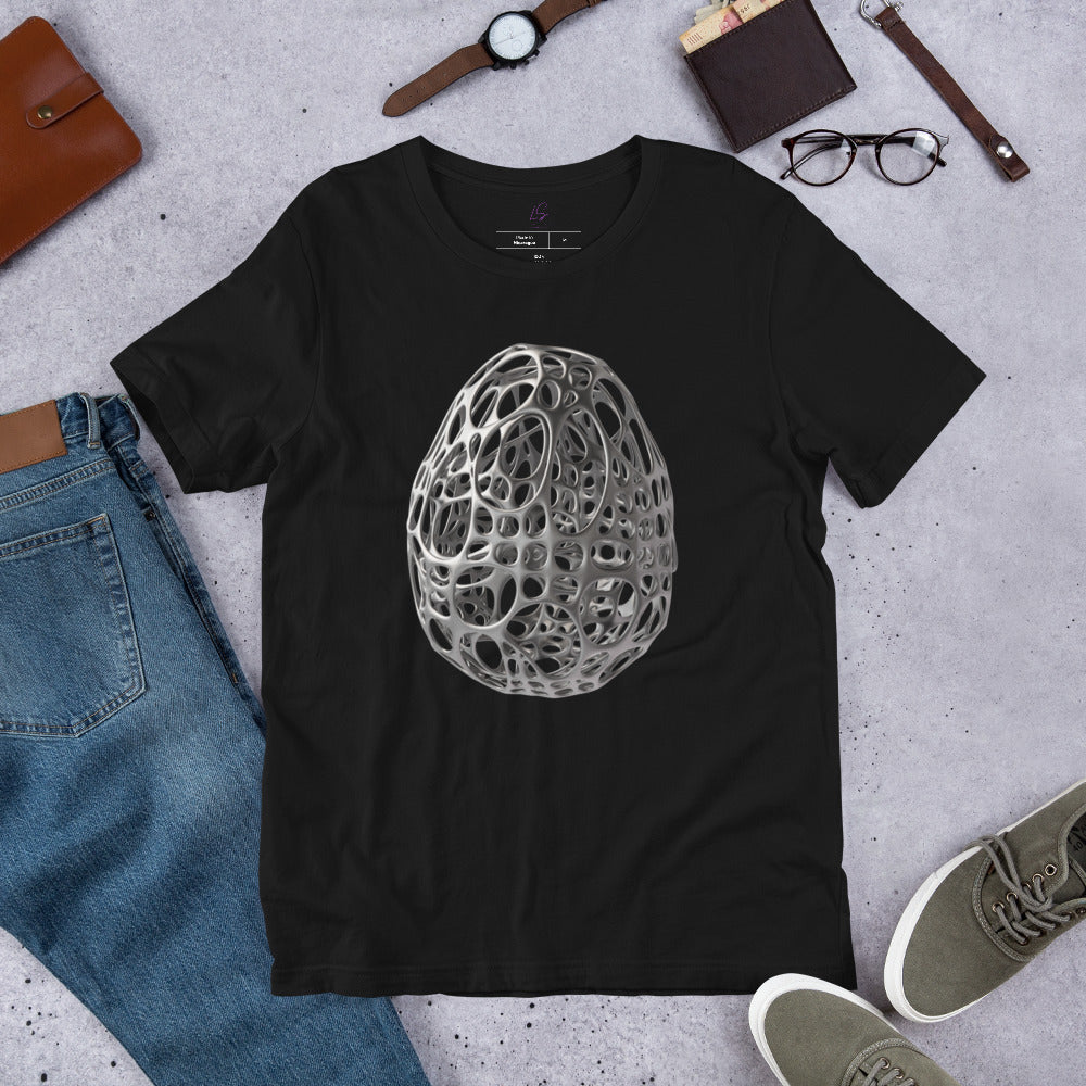 Unisex Tee: Dragon Egg (futuristic hollow silver)