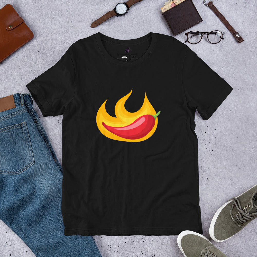 Unisex Tee: Chili Pepper in Flames