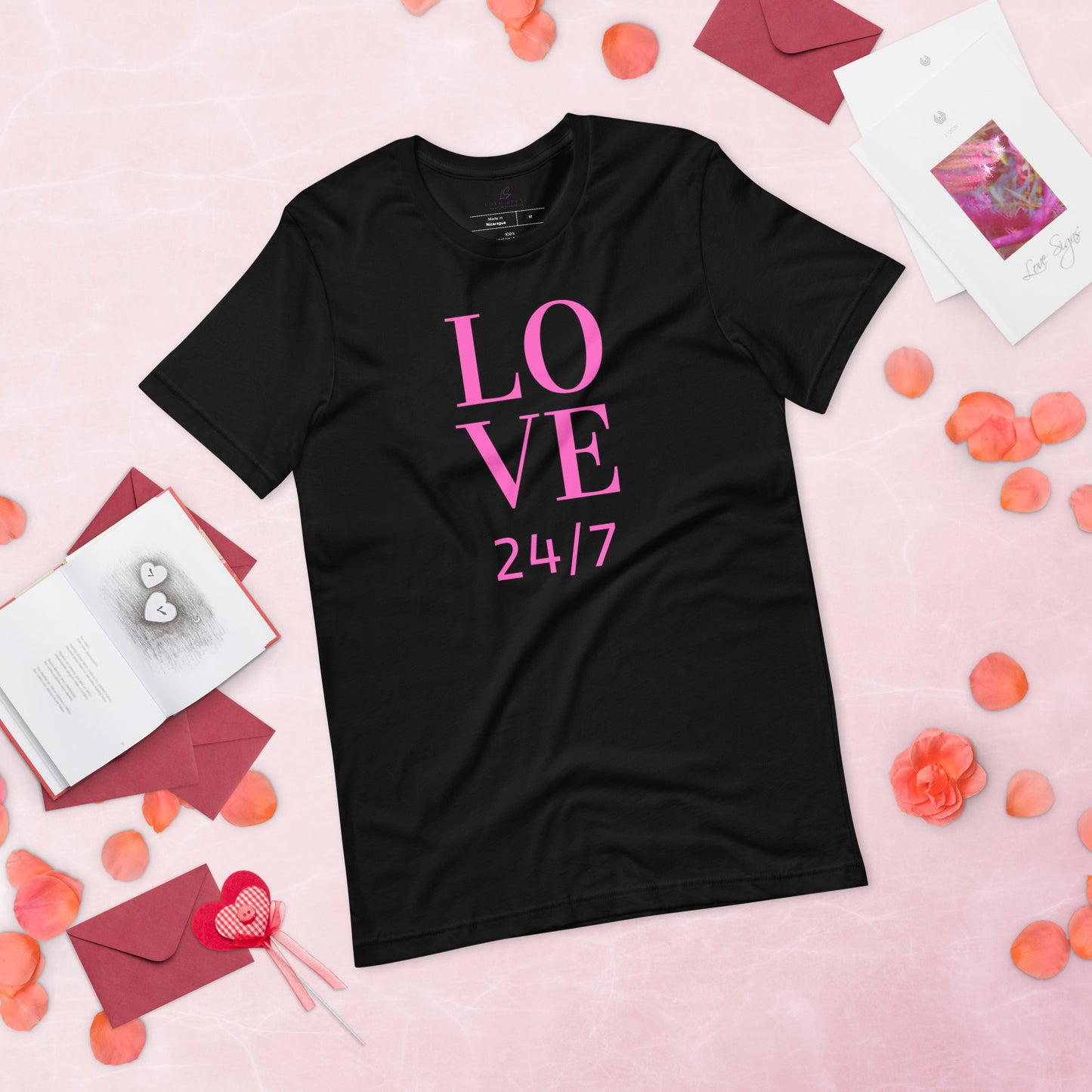 Unisex Tee Bella + Canvas 3001: Love 24/7 (pink text)