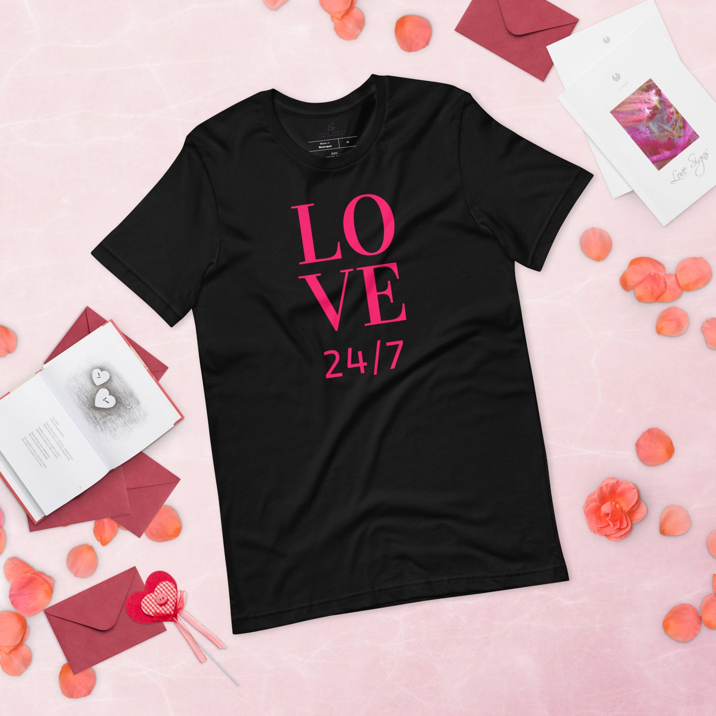 Unisex Tee Bella + Canvas 3001: Love 24/7 (fucshia text)