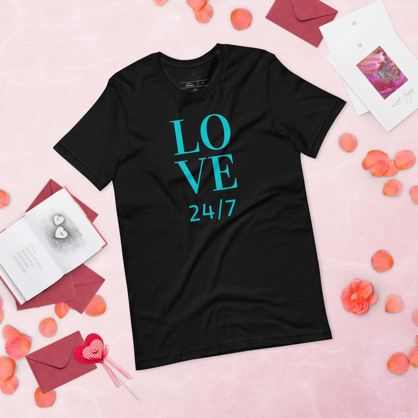 Unisex Tee Bella + Canvas 3001: Love 24/7 (turquoise text)