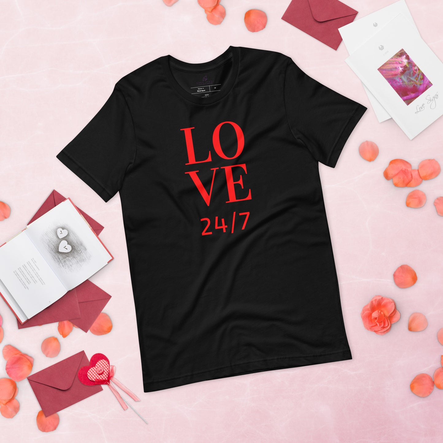 Unisex Tee Bella + Canvas 3001: Love 24/7 (red text)