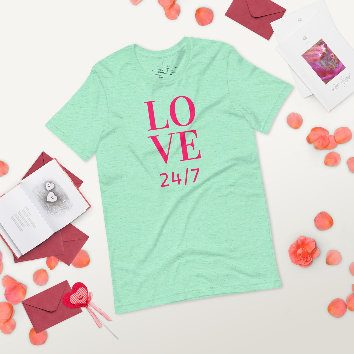 Unisex Tee Bella + Canvas 3001: Love 24/7 (fucshia text)