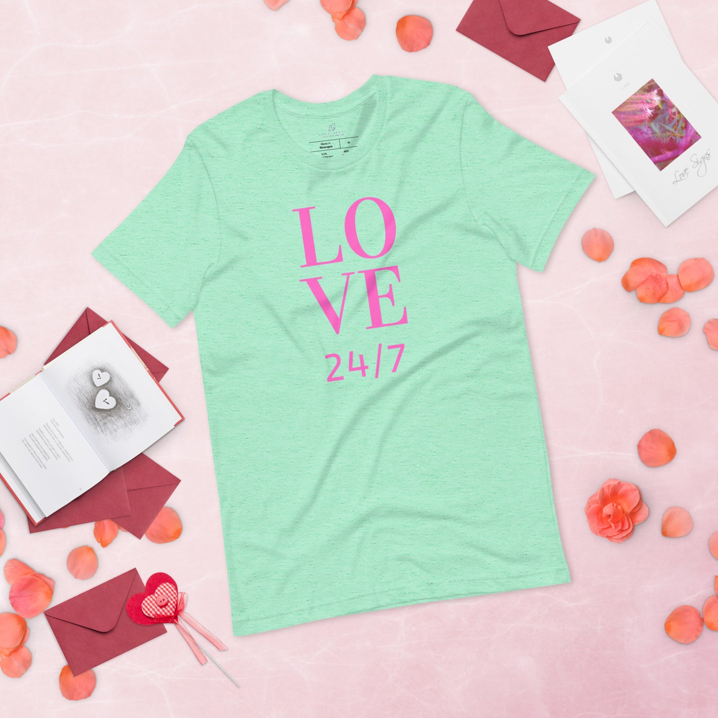 Unisex Tee Bella + Canvas 3001: Love 24/7 (pink text)
