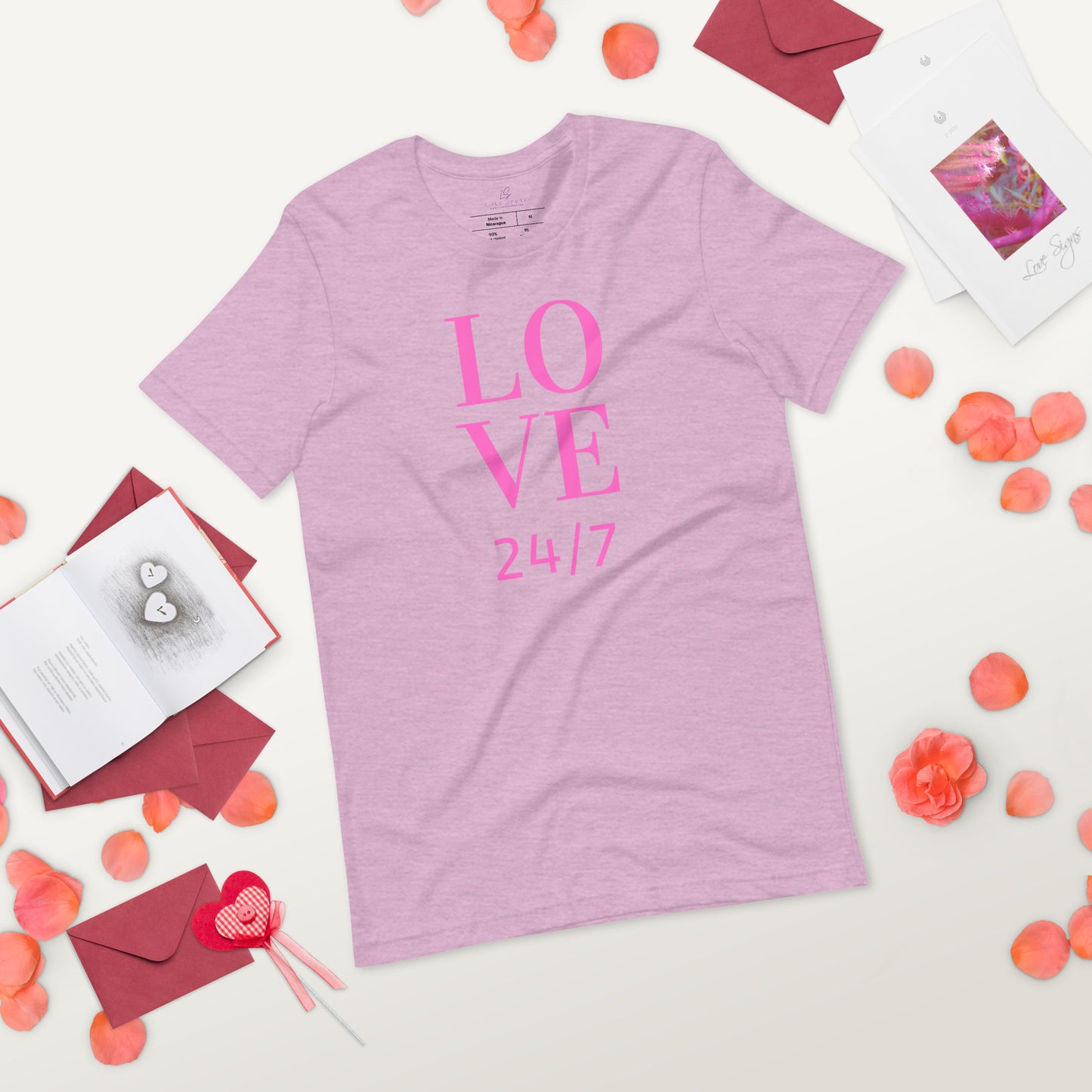 Unisex Tee Bella + Canvas 3001: Love 24/7 (pink text)