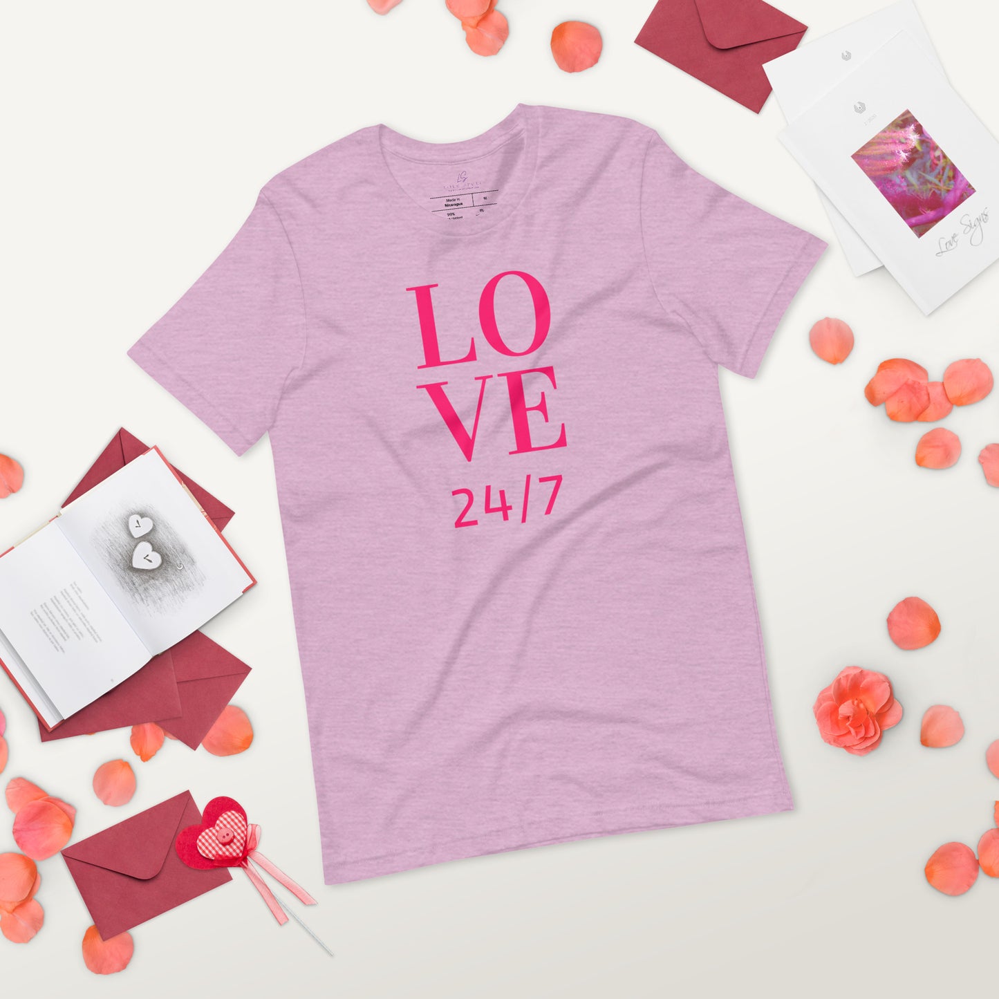 Unisex Tee Bella + Canvas 3001: Love 24/7 (fucshia text)