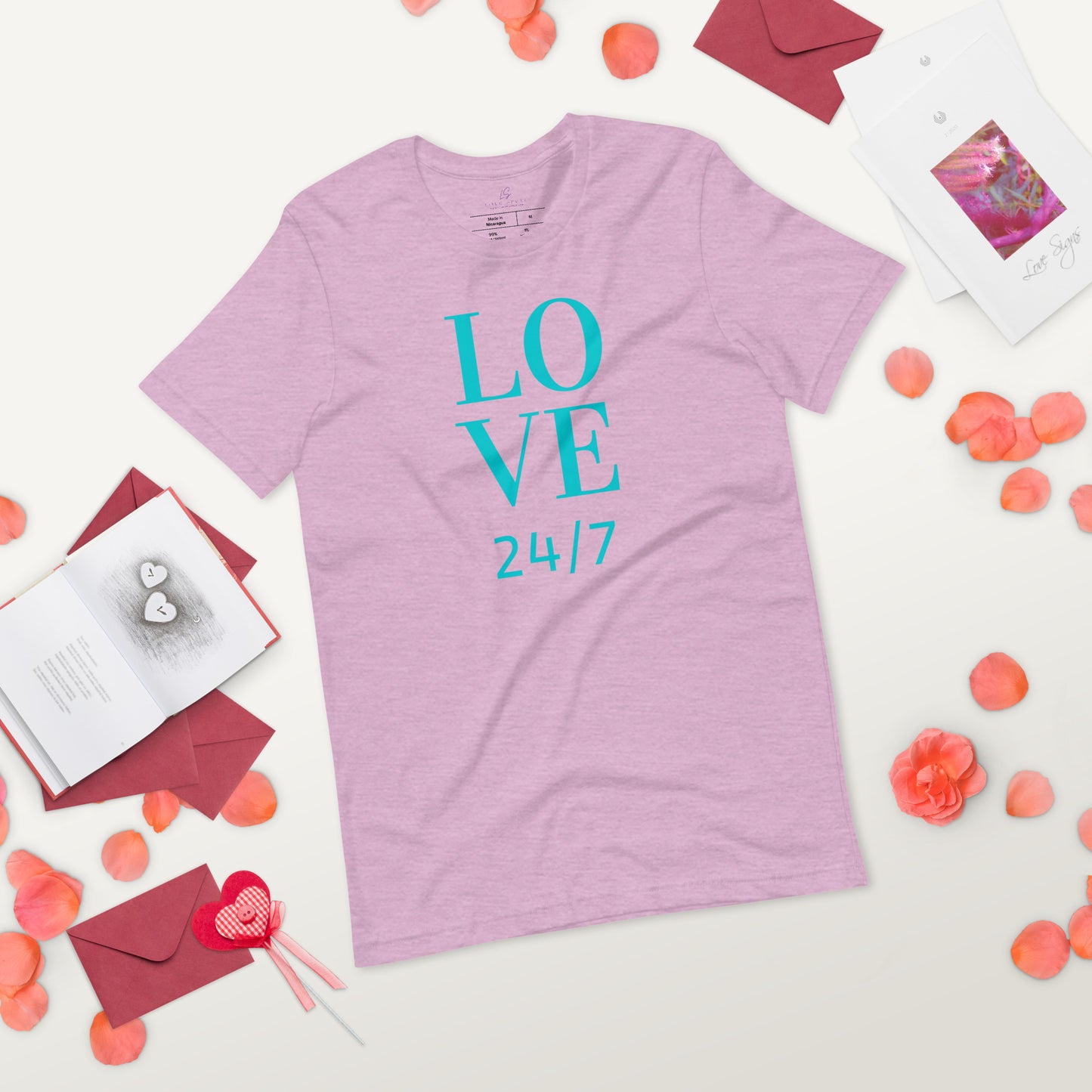 Unisex Tee Bella + Canvas 3001: Love 24/7 (turquoise text)