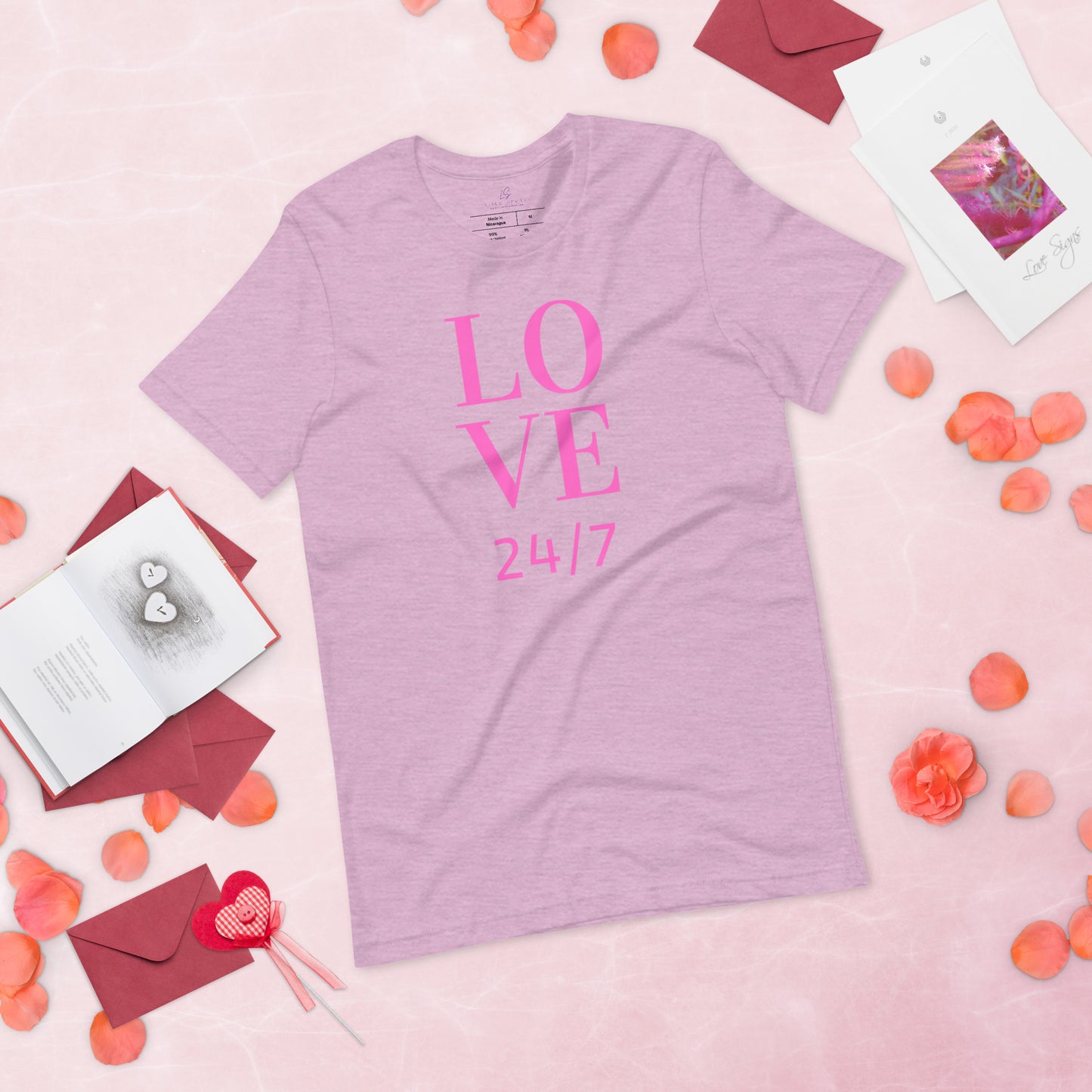 Unisex Tee Bella + Canvas 3001: Love 24/7 (pink text)