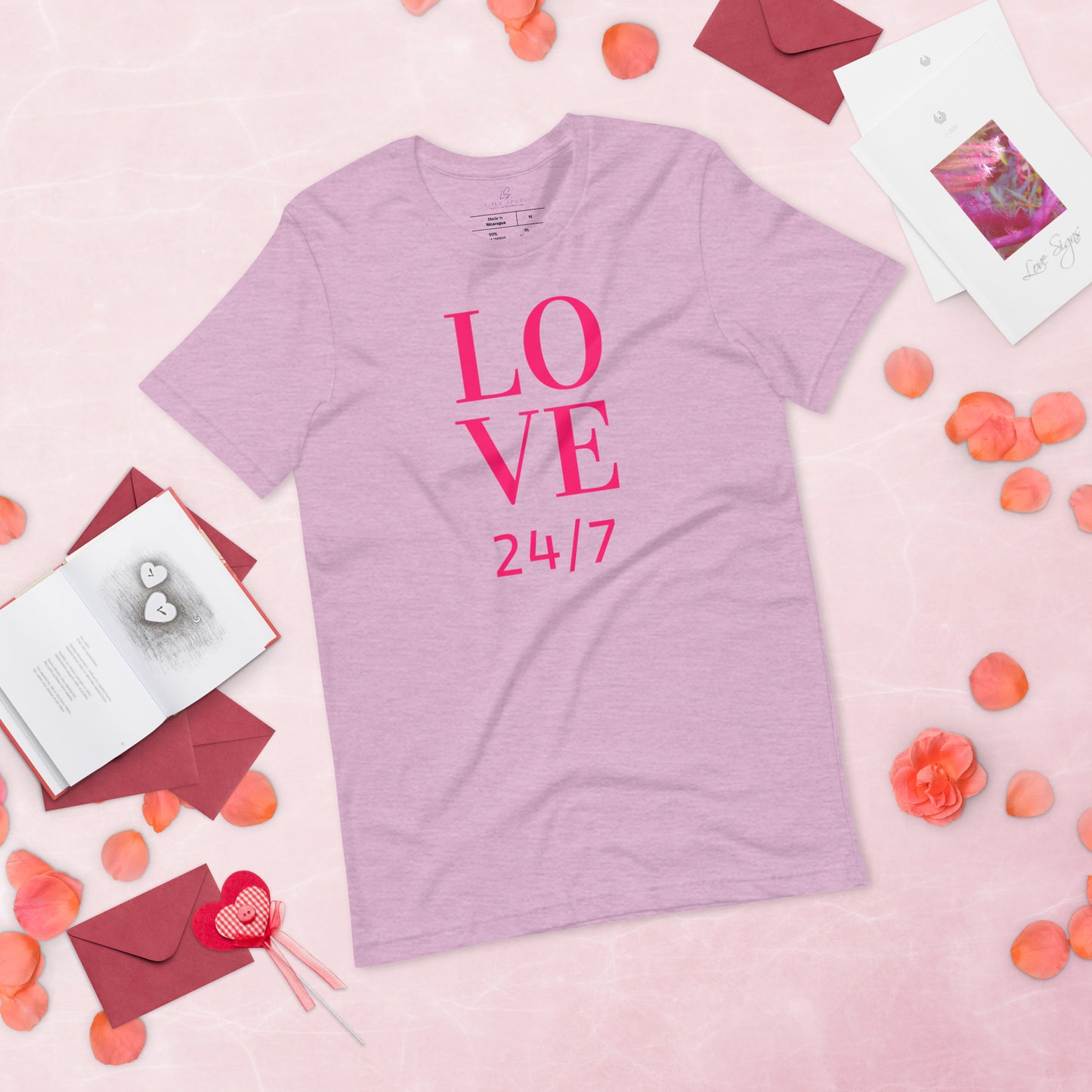 Unisex Tee Bella + Canvas 3001: Love 24/7 (fucshia text)