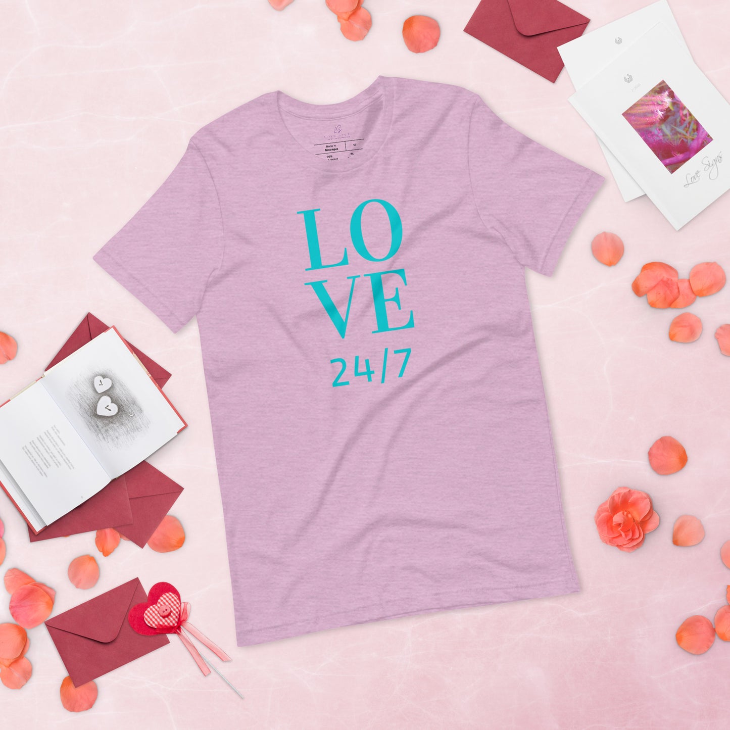 Unisex Tee Bella + Canvas 3001: Love 24/7 (turquoise text)