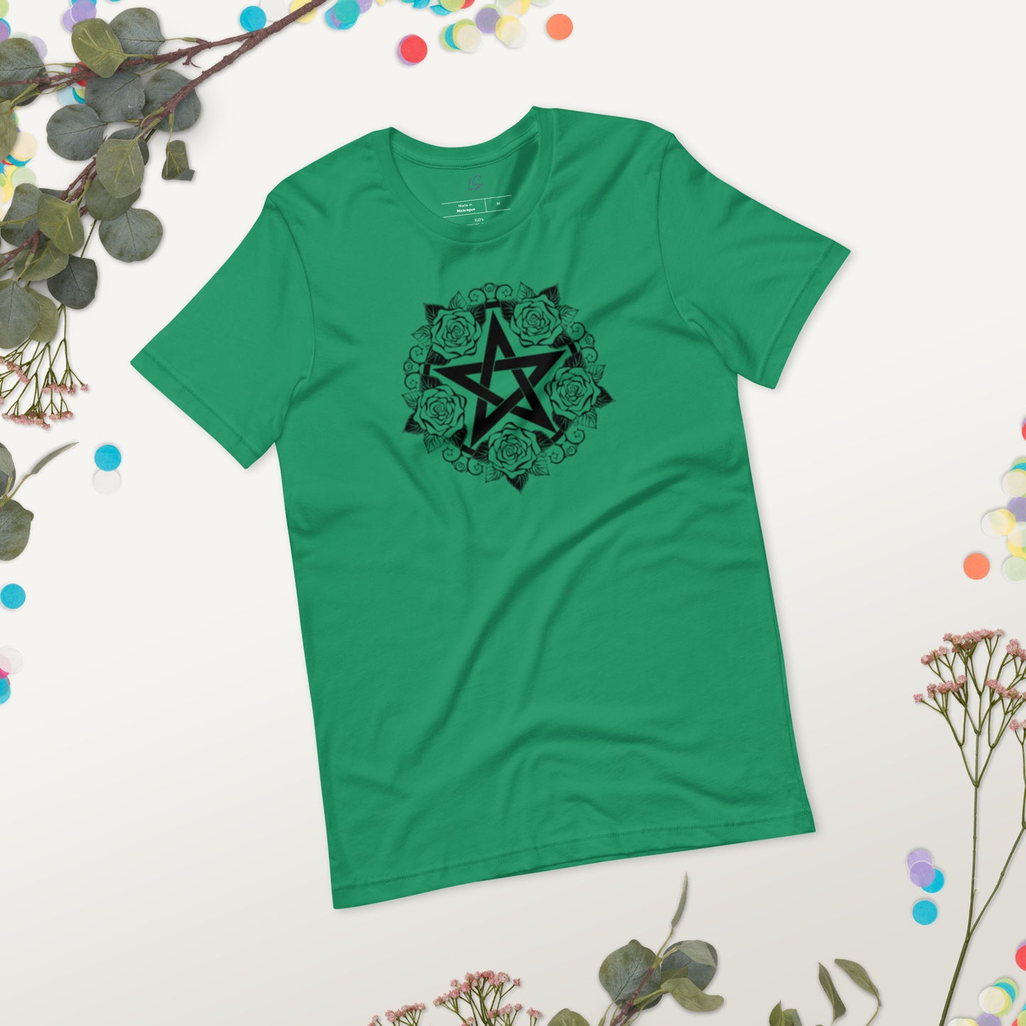 Unisex Tee Bella + Canvas 3001: Pentacle with Roses