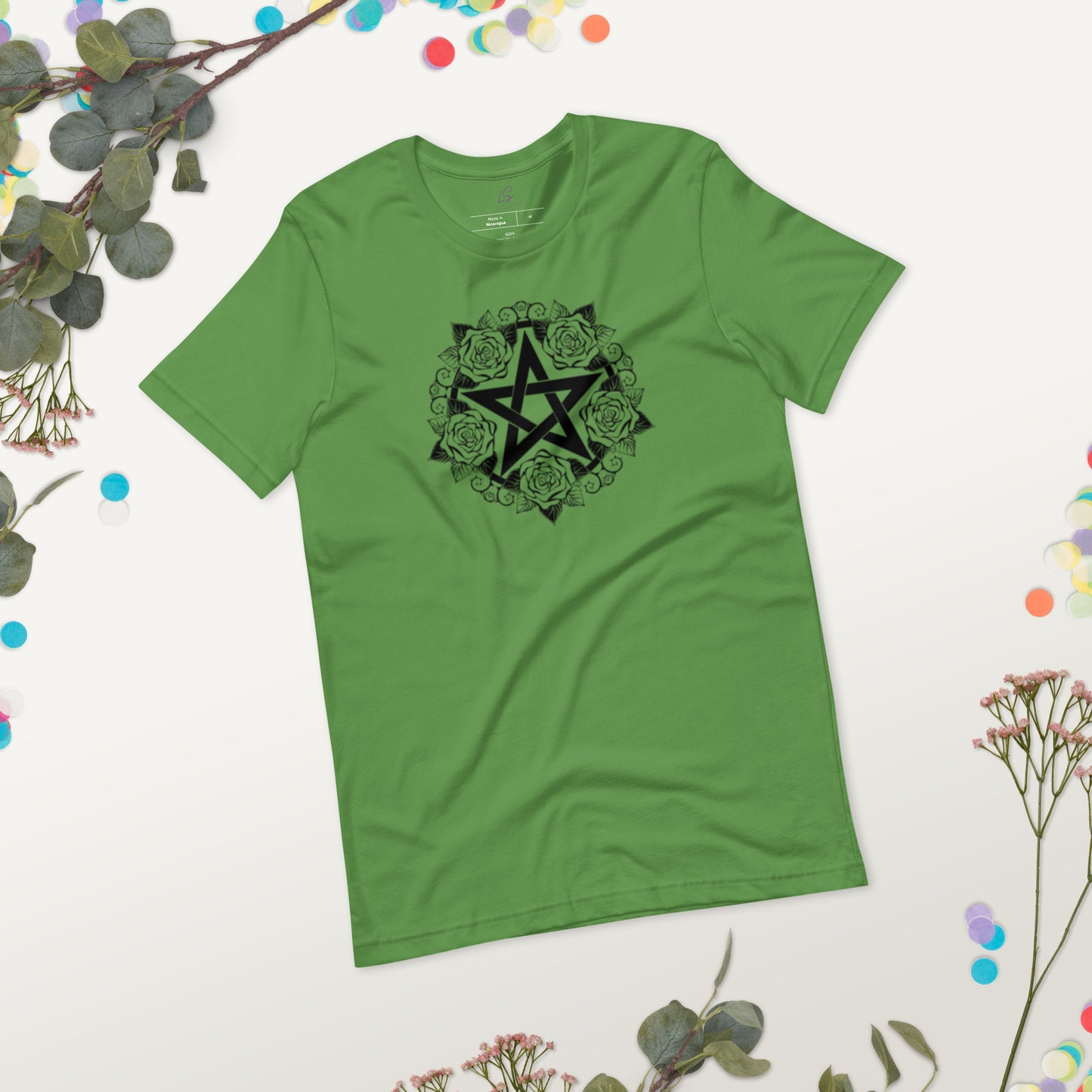 Unisex Tee Bella + Canvas 3001: Pentacle with Roses