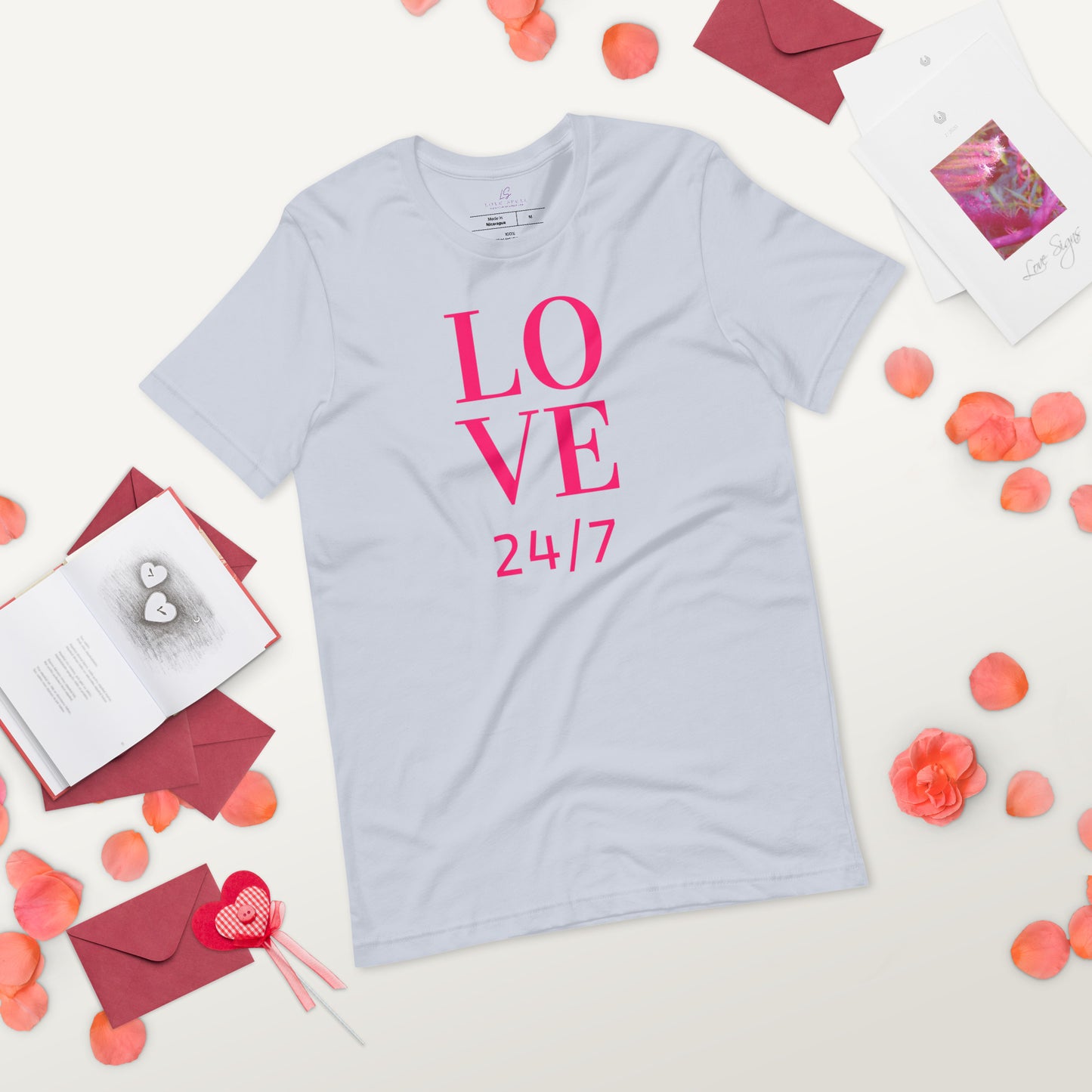 Unisex Tee Bella + Canvas 3001: Love 24/7 (fucshia text)