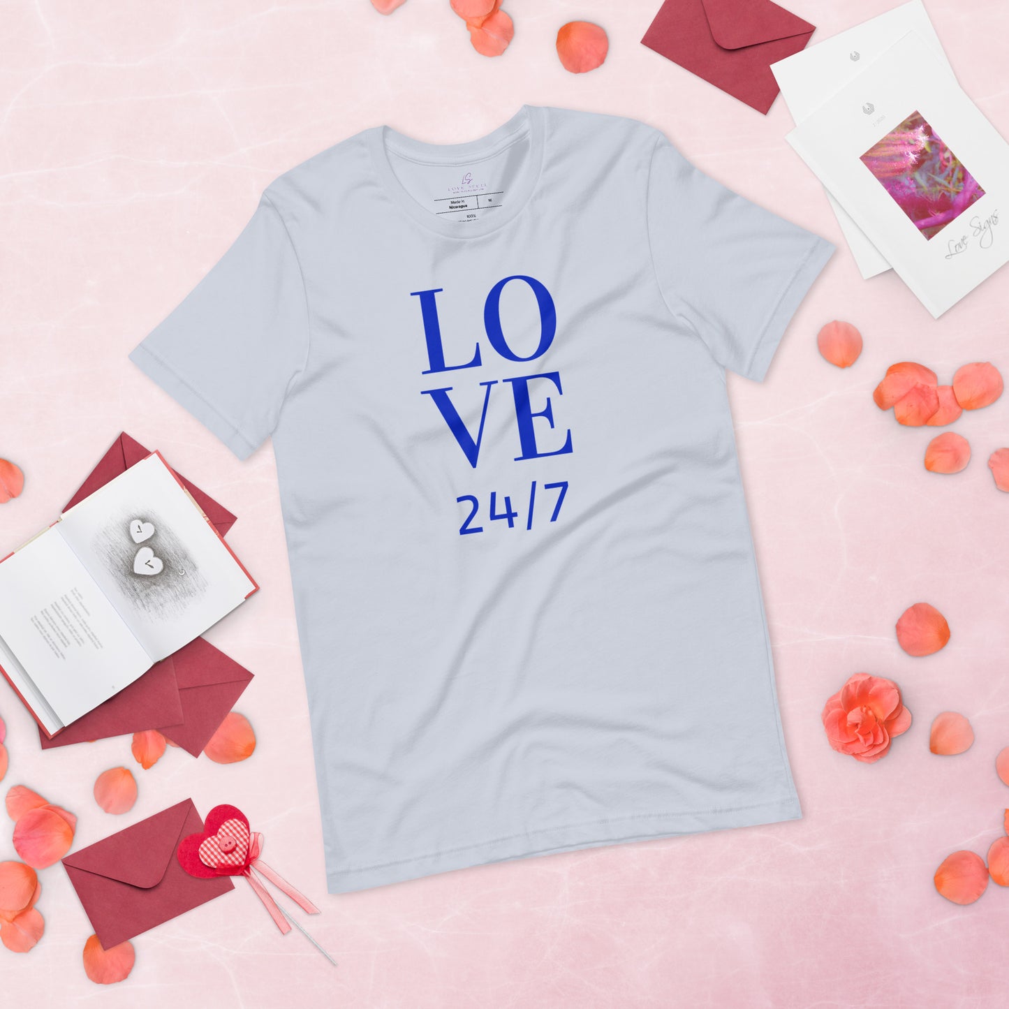 Unisex Tee Bella + Canvas 3001: Love 24/7 (blue text)