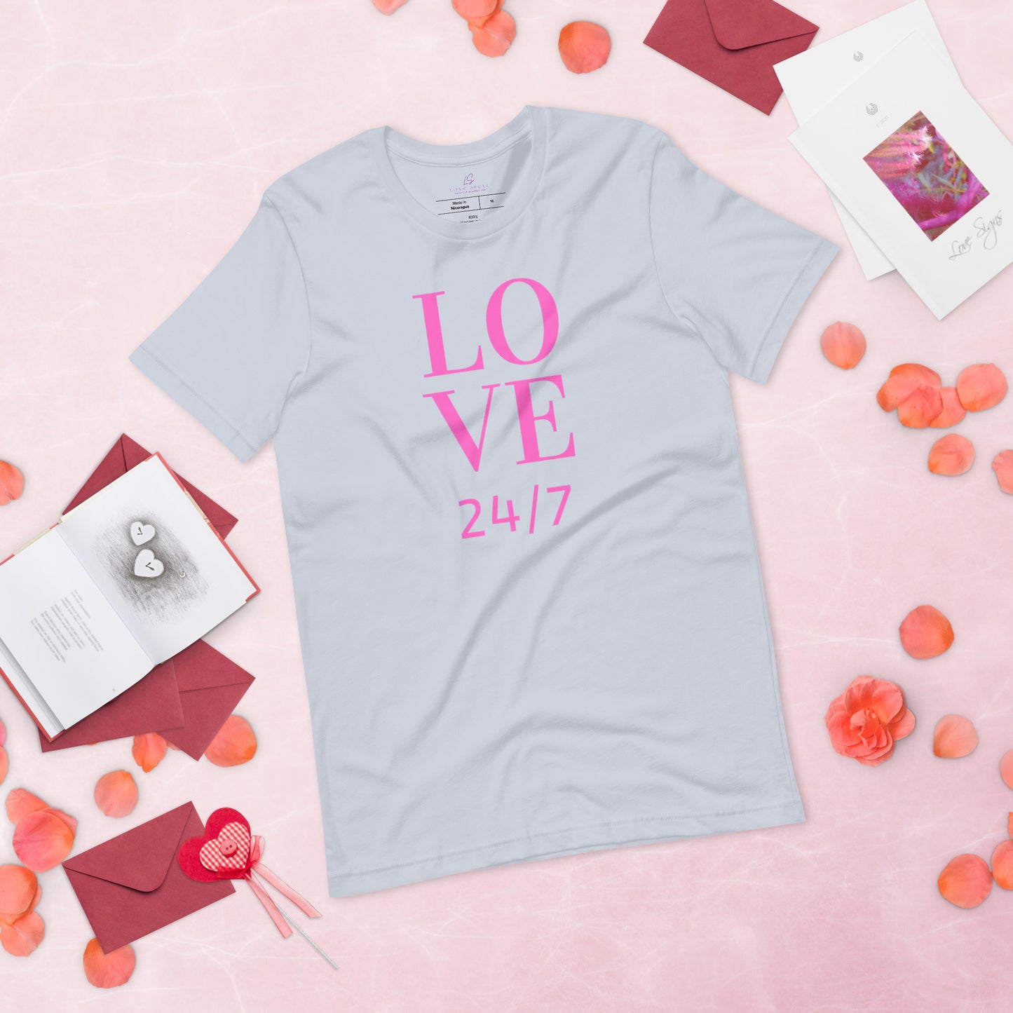 Unisex Tee Bella + Canvas 3001: Love 24/7 (pink text)