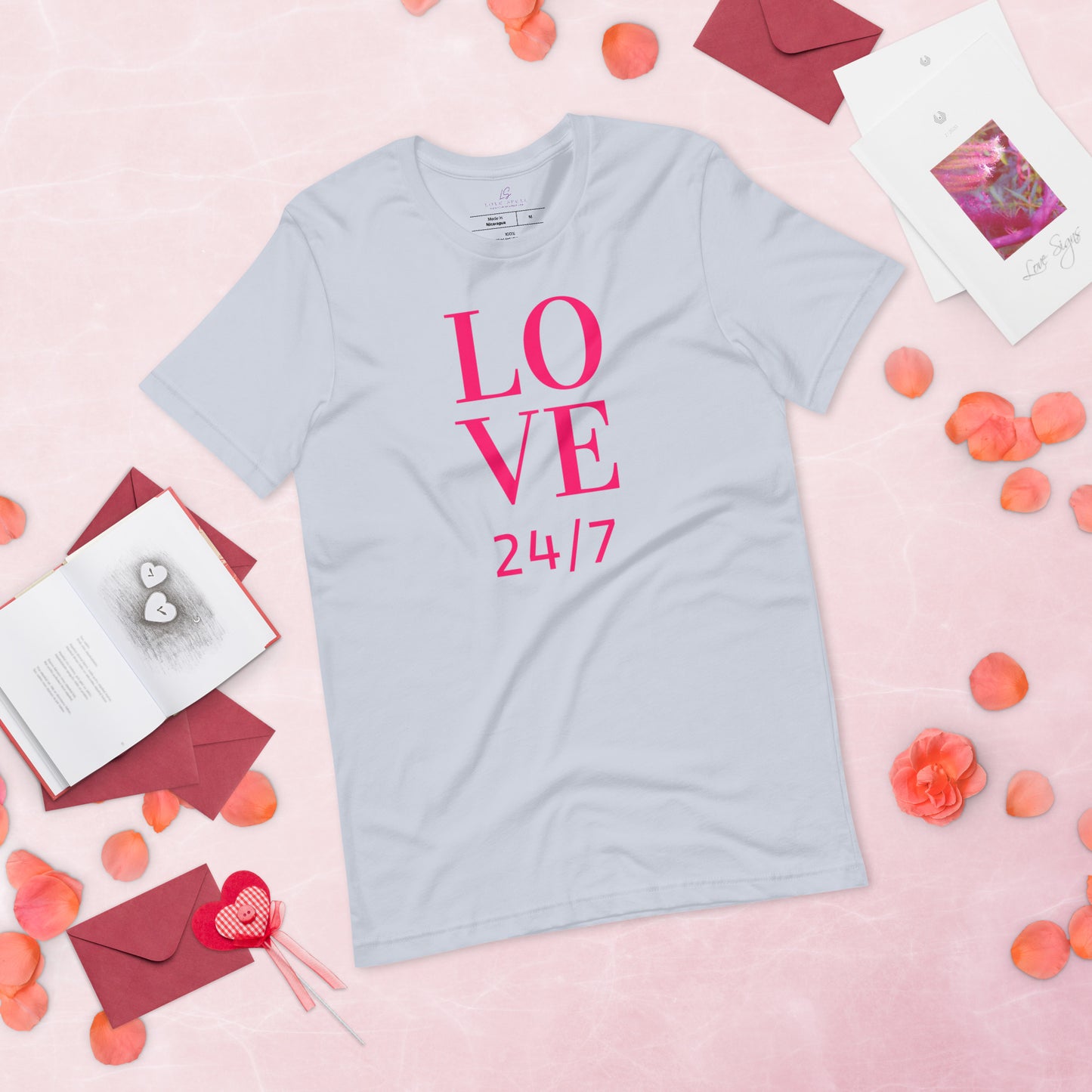 Unisex Tee Bella + Canvas 3001: Love 24/7 (fucshia text)