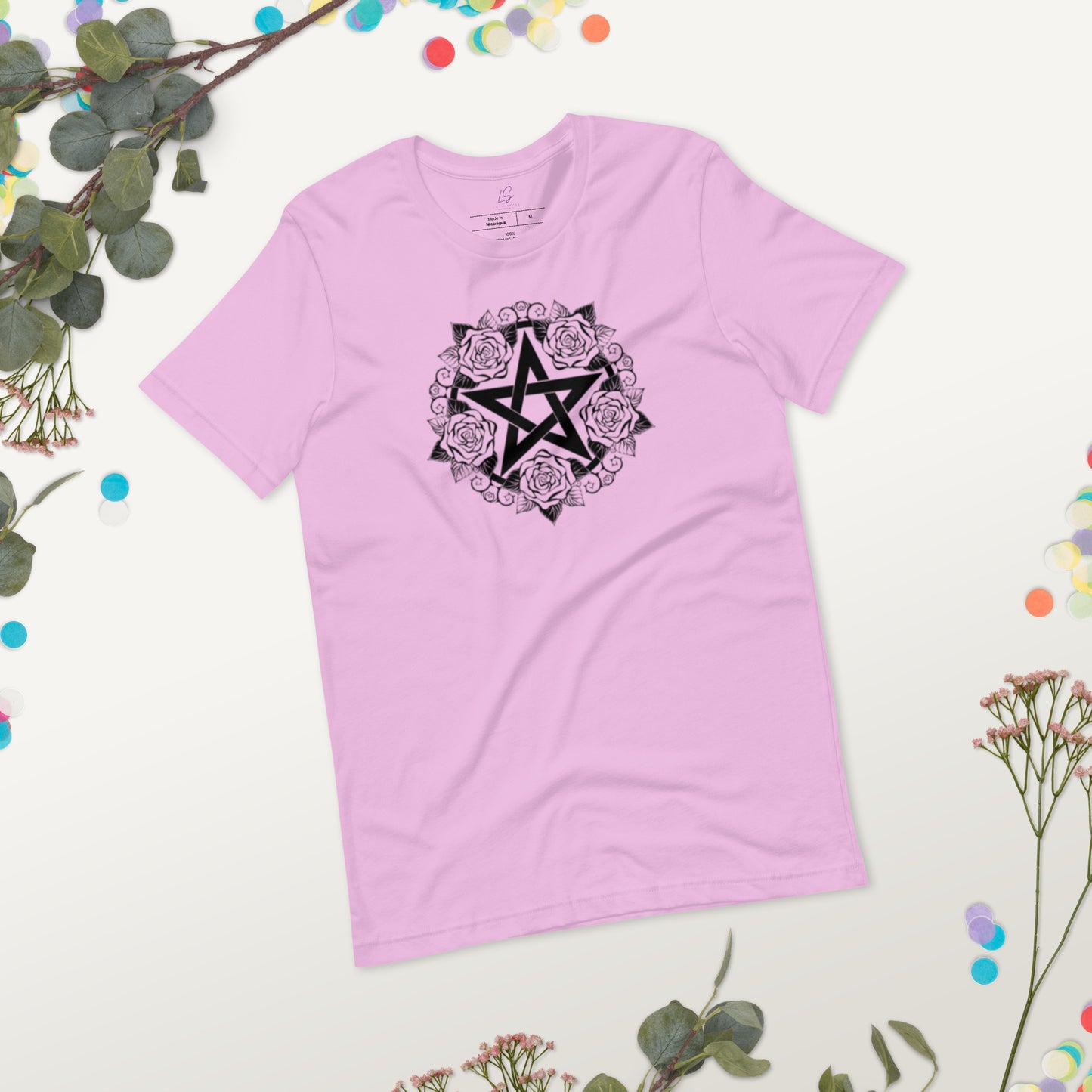 Unisex Tee Bella + Canvas 3001: Pentacle with Roses