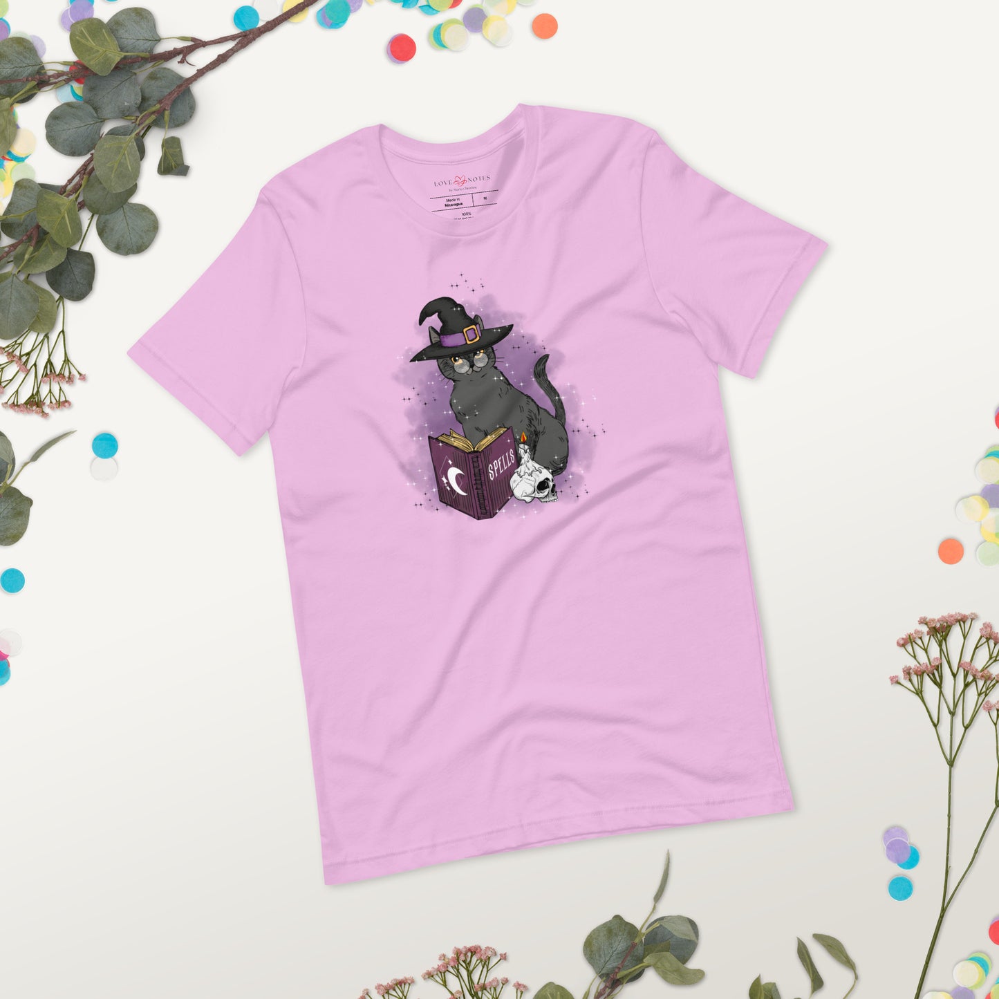 Unisex Tee Bella + Canvas 3001: Witch Cat and Spell Book