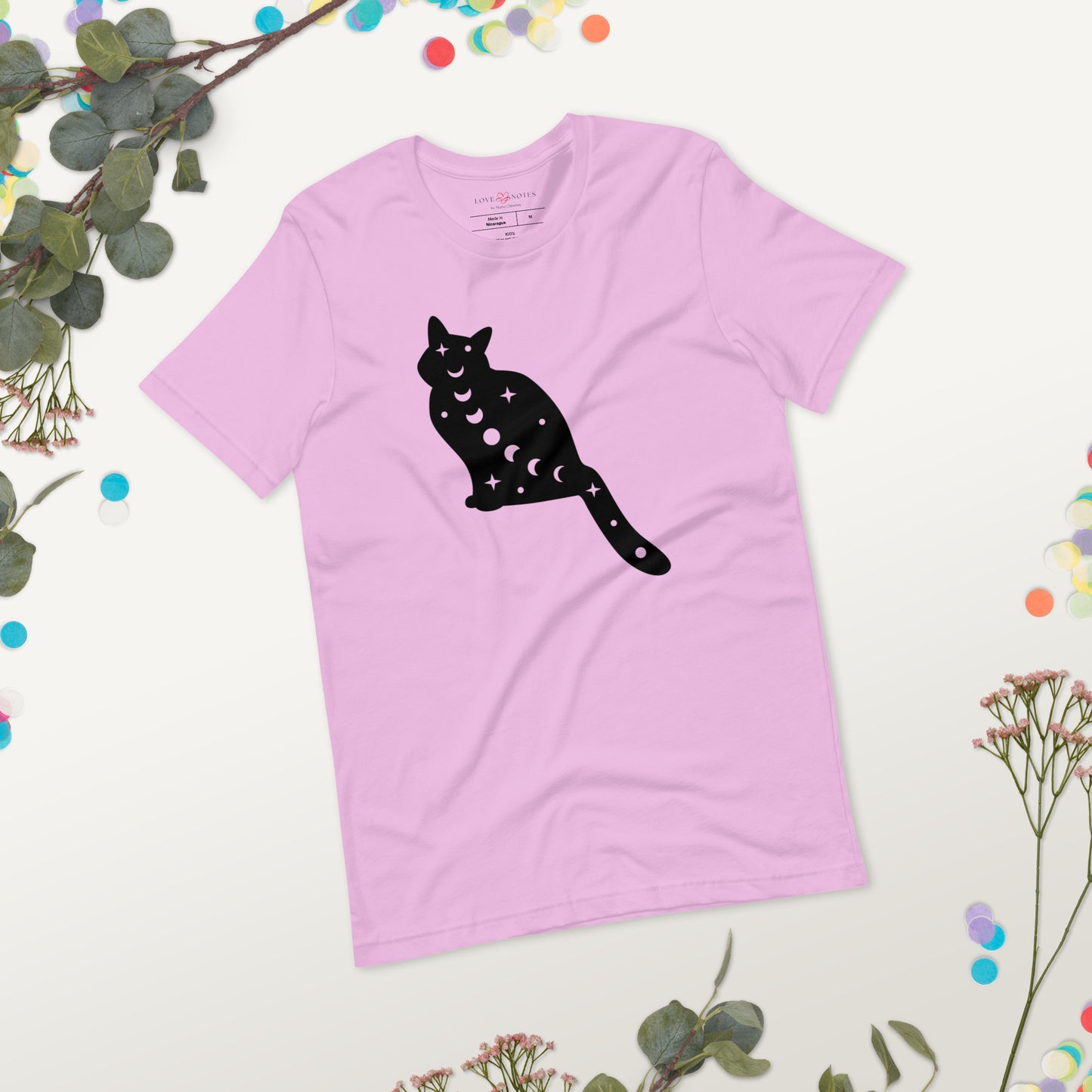 Unisex Tee Bella + Canvas 3001: Black Cat with Moon Phases