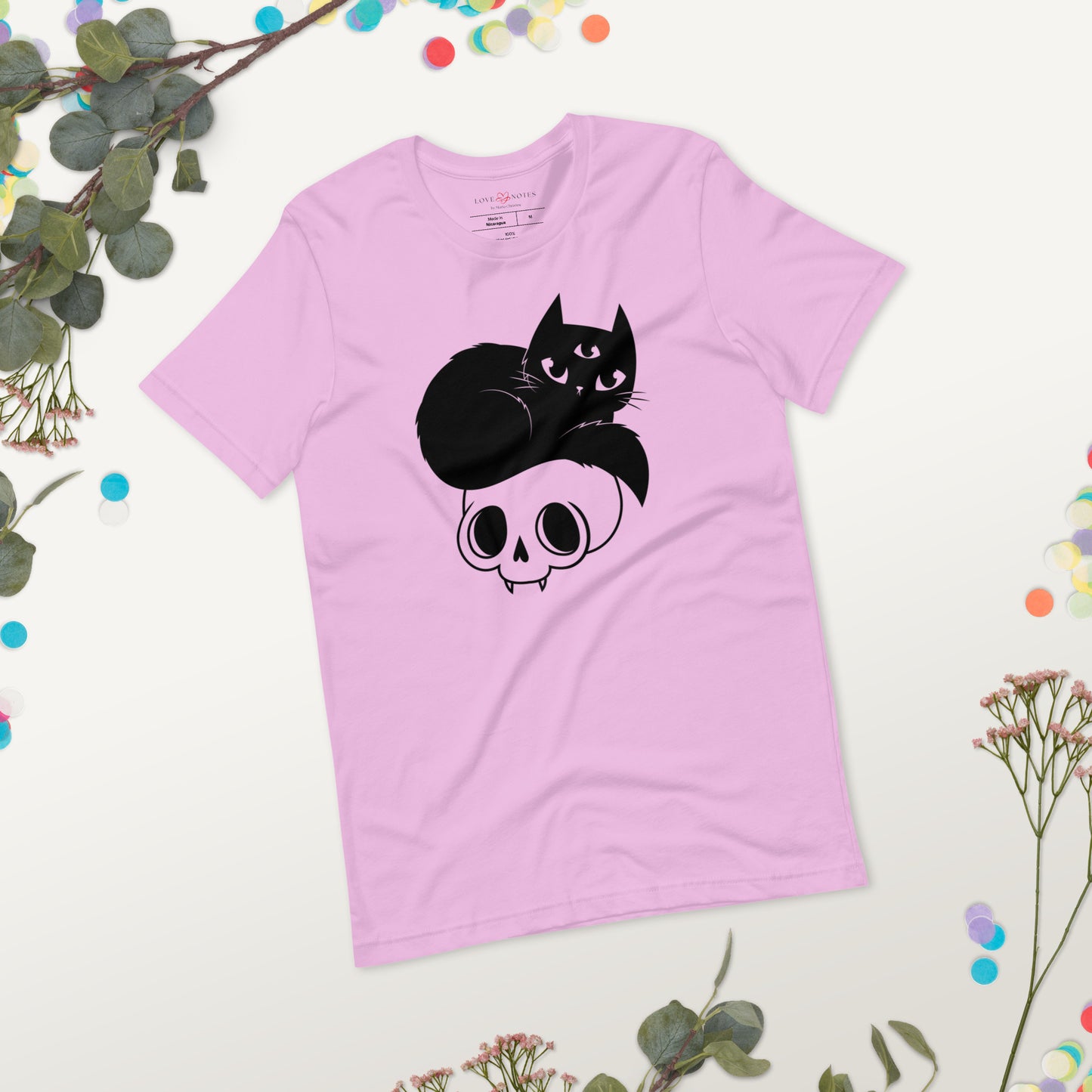 Unisex Tee Bella + Canvas 3001: Mystical Black Cat with Skull