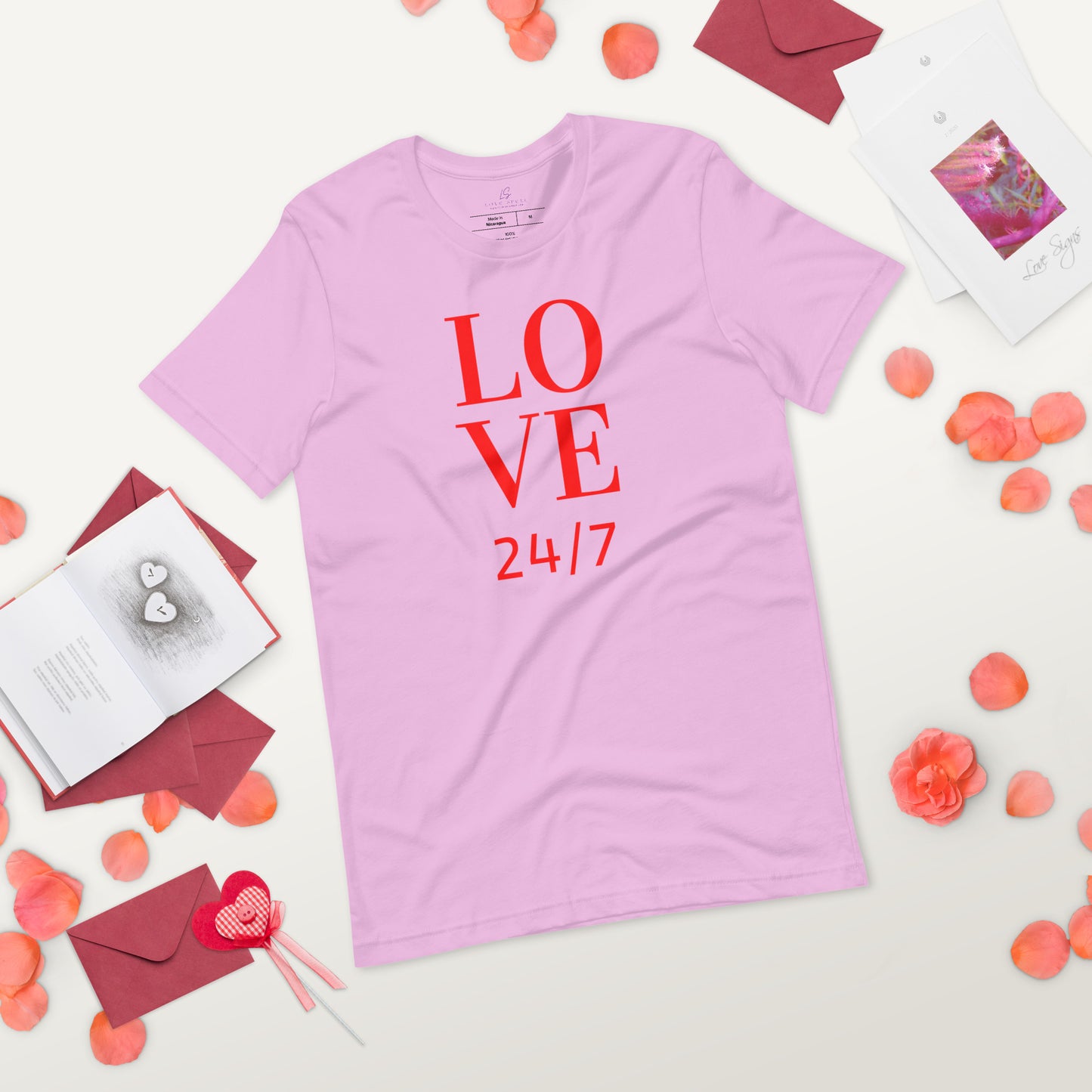 Unisex Tee Bella + Canvas 3001: Love 24/7 (red text)