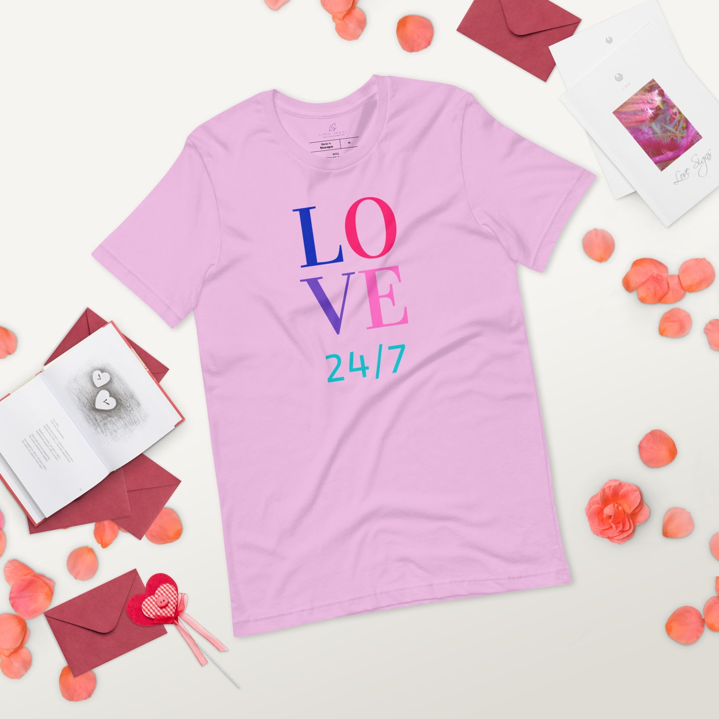 Unisex Tee Bella + Canvas 3001: Love 24/7 (multi-color text)