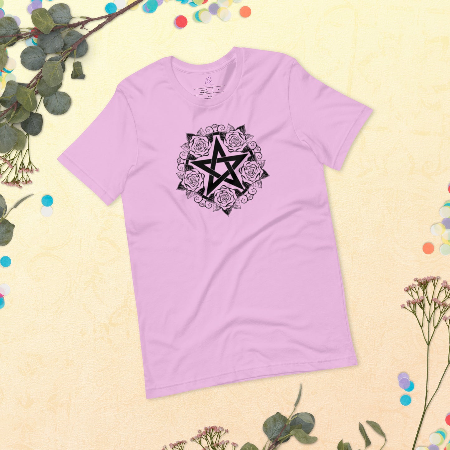Unisex Tee Bella + Canvas 3001: Pentacle with Roses
