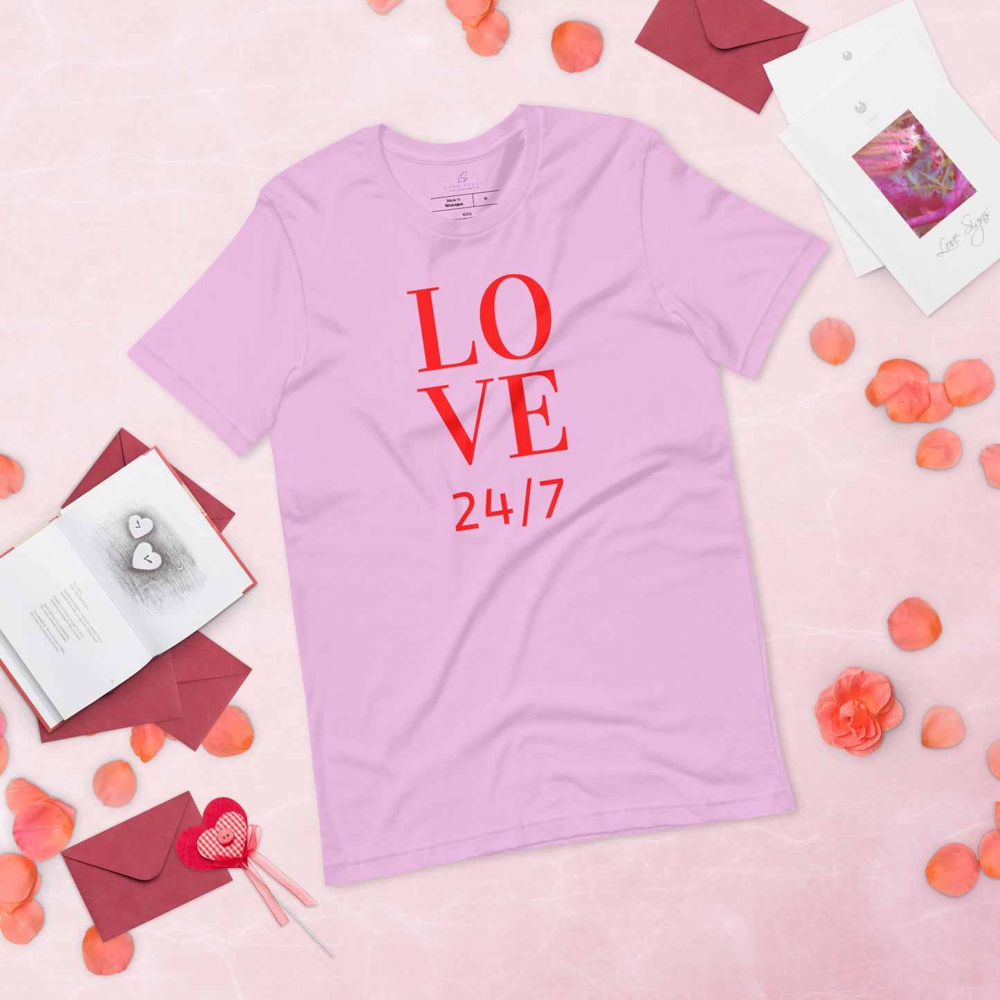 Unisex Tee Bella + Canvas 3001: Love 24/7 (red text)