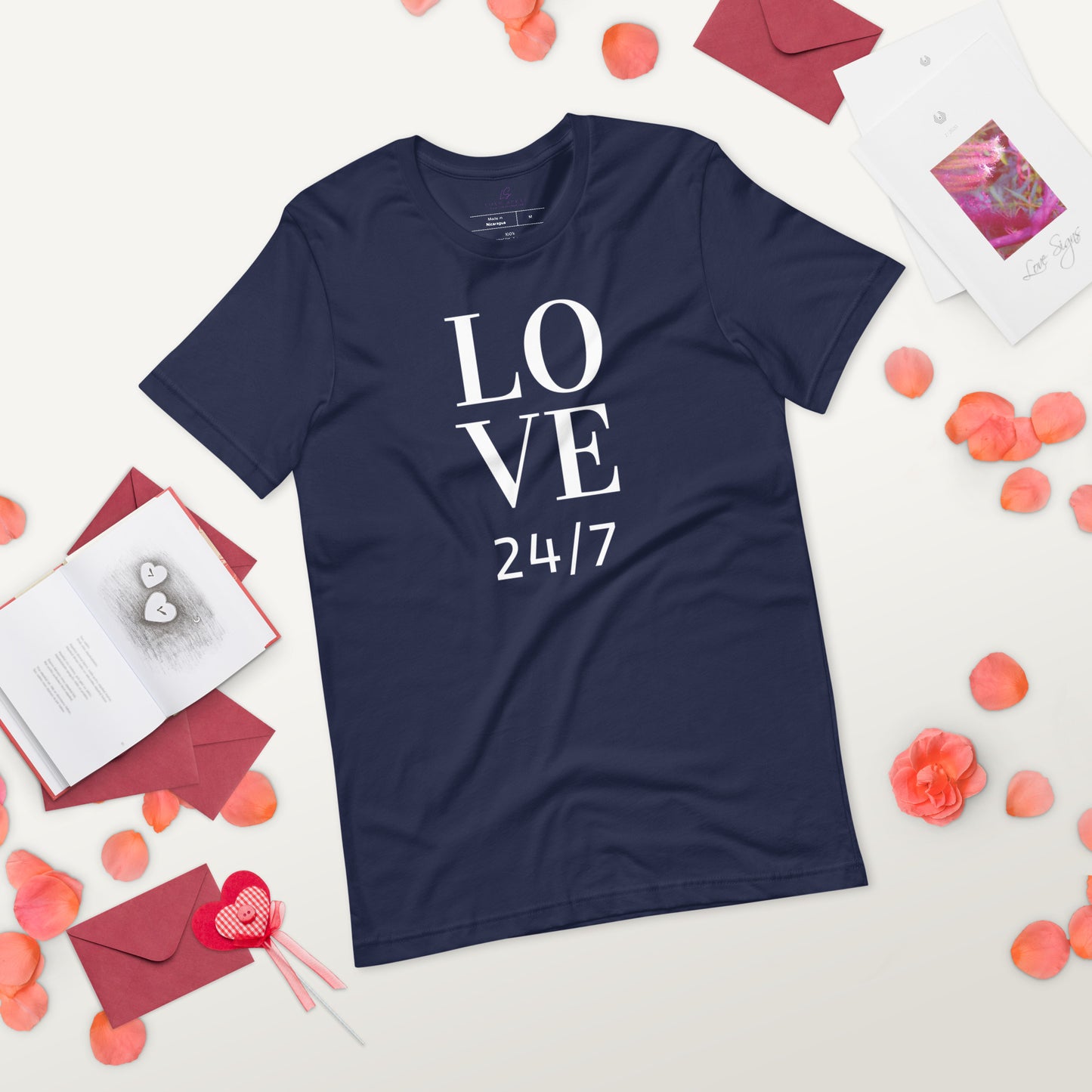 Unisex Tee Bella + Canvas 3001: Love 24/7 (white text)