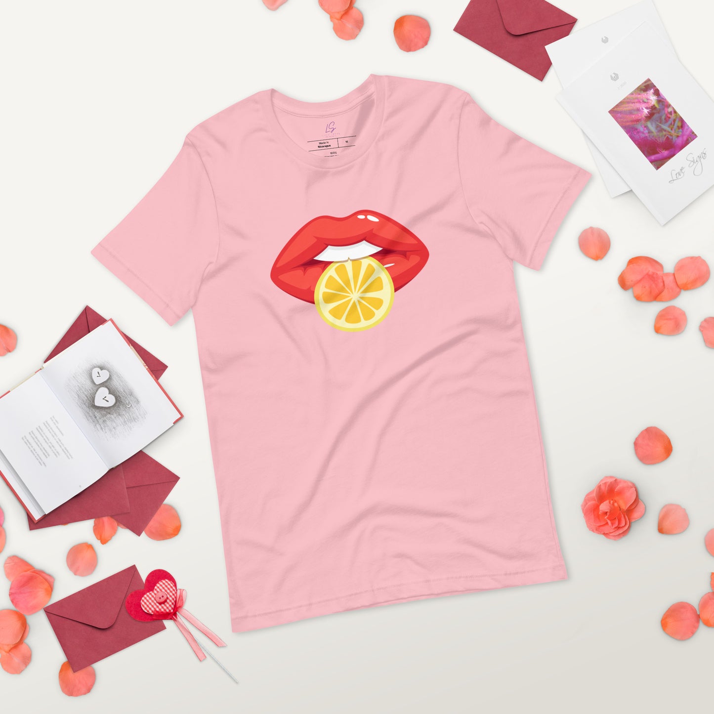 Unisex Tee: Vivid Red Mouth & Lemon Slice